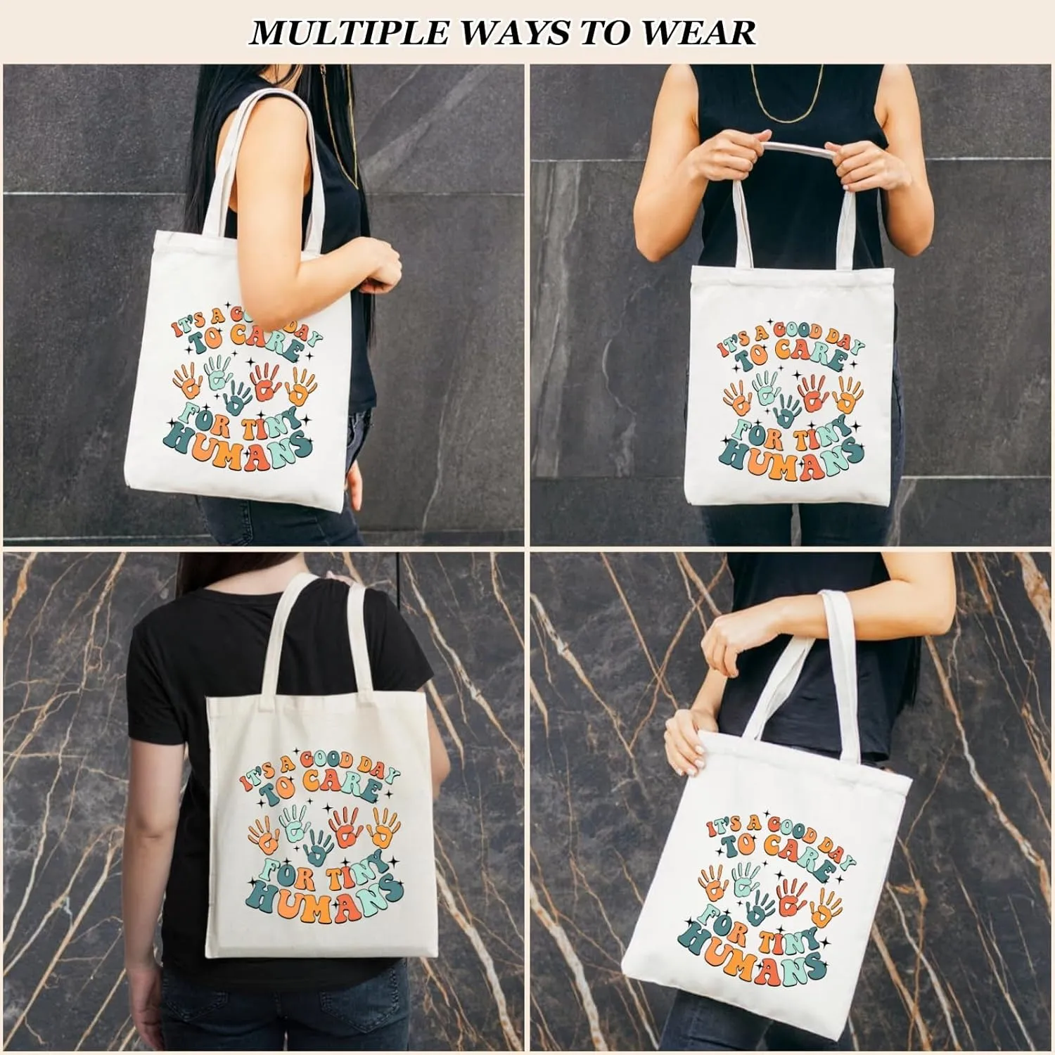 Canvas Tote Bag for Women with Inner Pocket, Aesthetic Shoulder Book Bags Gift Totes Shopping Reusable Grocery Bags