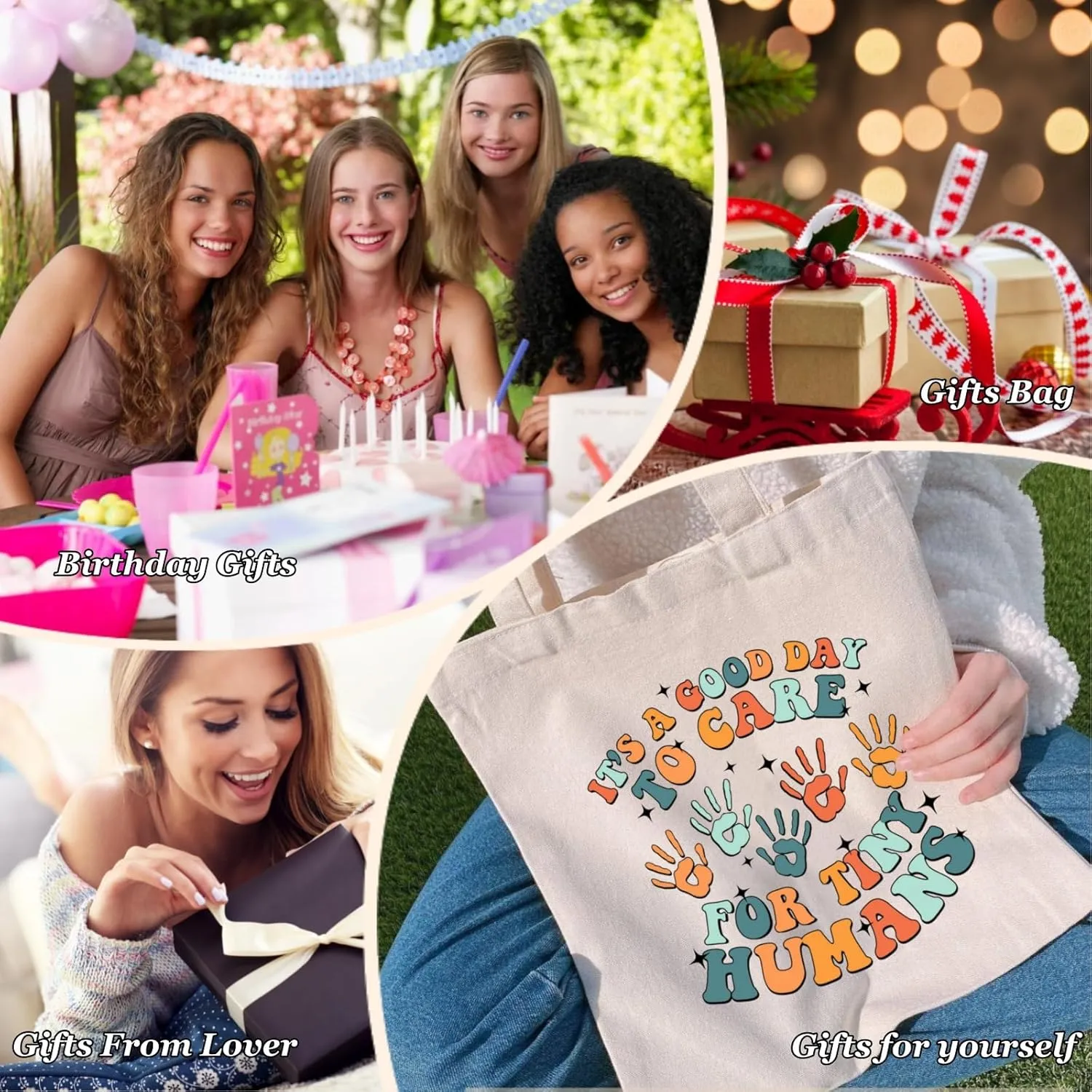 Canvas Tote Bag for Women with Inner Pocket, Aesthetic Shoulder Book Bags Gift Totes Shopping Reusable Grocery Bags
