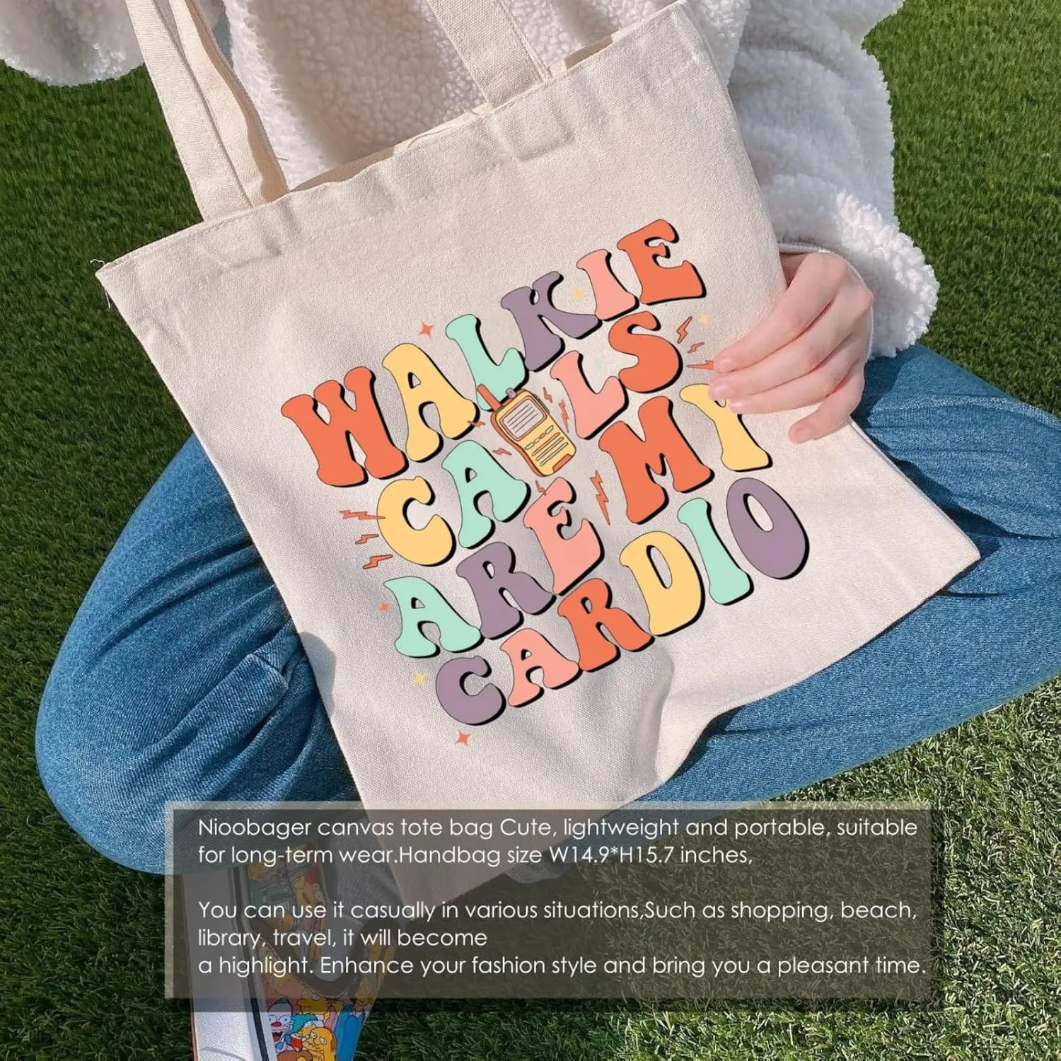 Canvas Tote Bag for Women with Inner Pocket, Aesthetic Shoulder Book Bags Gift Totes Shopping Reusable Grocery Bags
