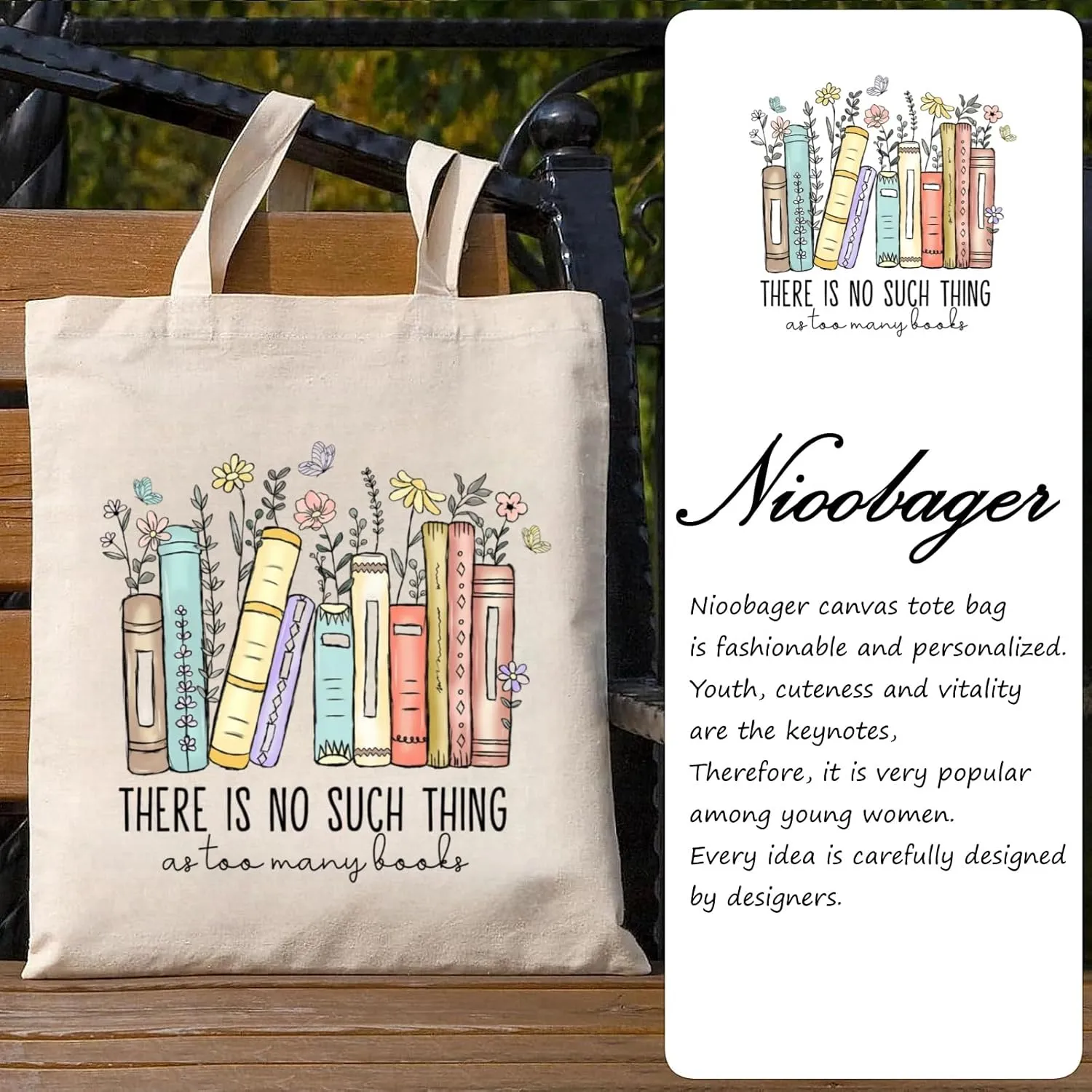 Canvas Tote Bag for Women with Inner Pocket, Aesthetic Shoulder Book Bags Gift Totes Shopping Reusable Grocery Bags