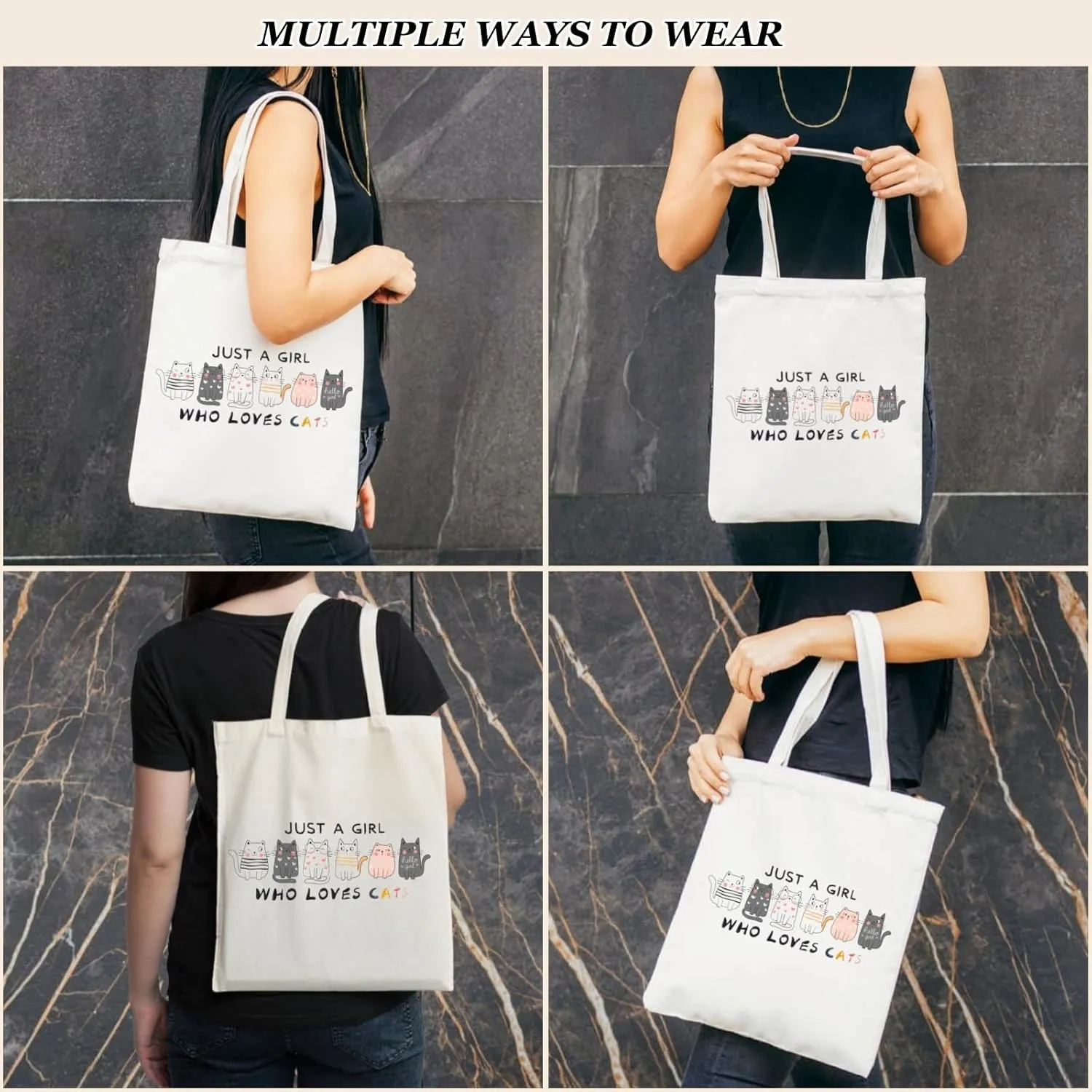 Canvas Tote Bag for Women with Inner Pocket, Aesthetic Shoulder Book Bags Gift Totes Shopping Reusable Grocery Bags