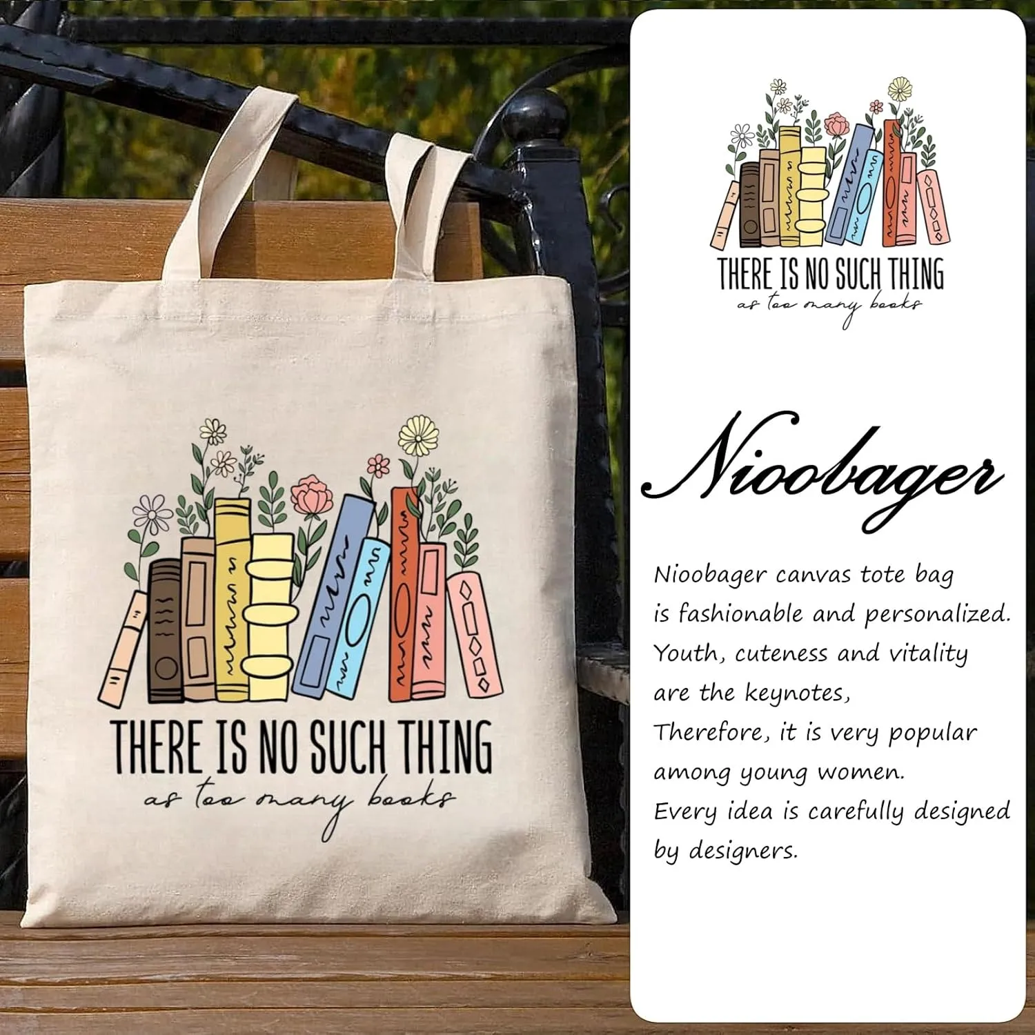 Canvas Tote Bag for Women with Inner Pocket, Aesthetic Shoulder Book Bags Gift Totes Shopping Reusable Grocery Bags