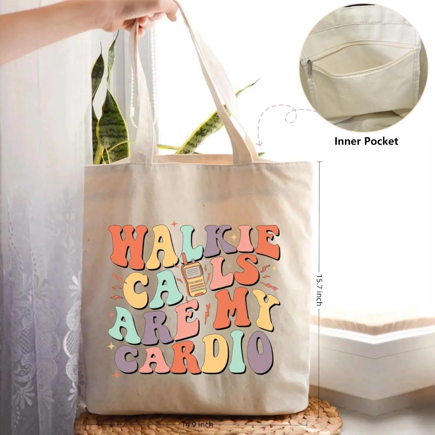 Canvas Tote Bag for Women with Inner Pocket, Aesthetic Shoulder Book Bags Gift Totes Shopping Reusable Grocery Bags