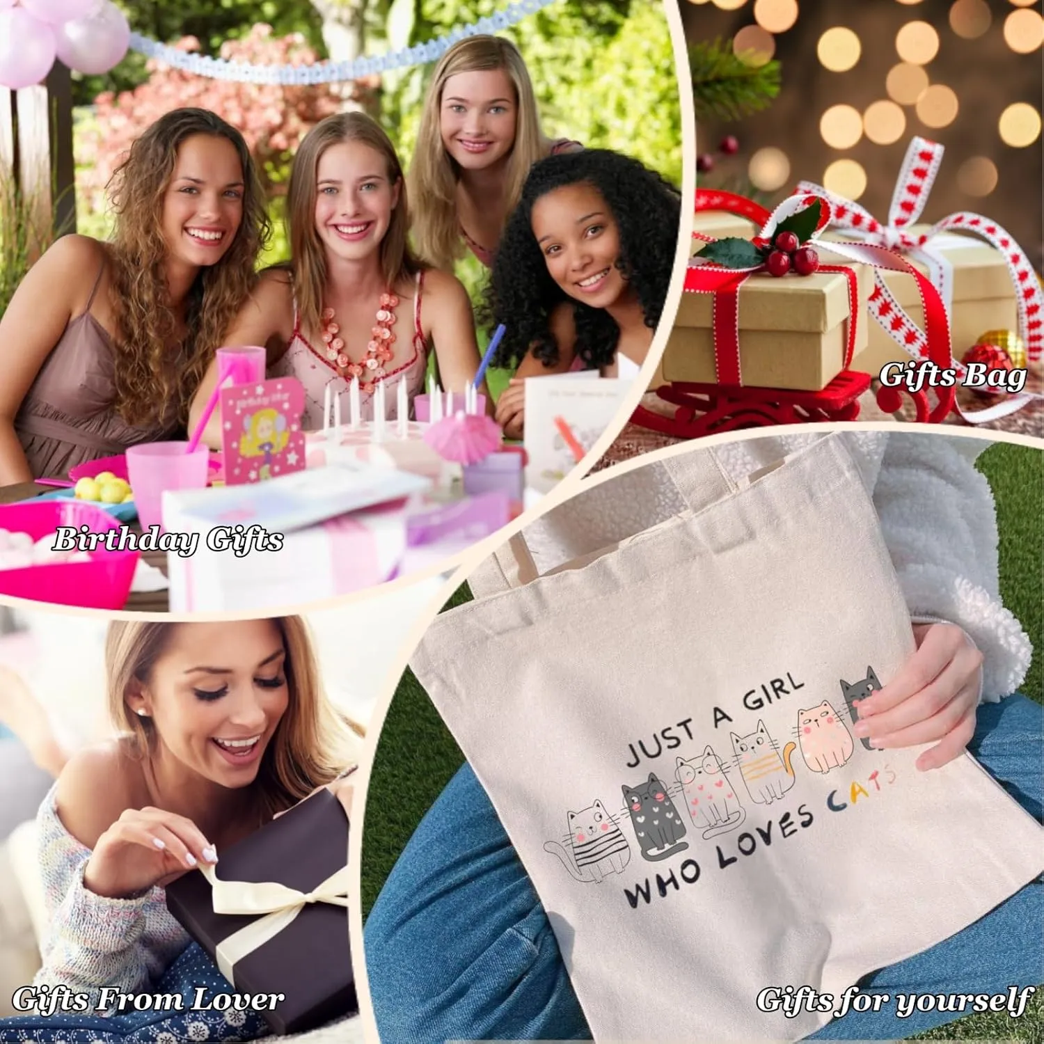 Canvas Tote Bag for Women with Inner Pocket, Aesthetic Shoulder Book Bags Gift Totes Shopping Reusable Grocery Bags