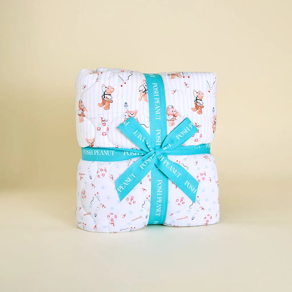 Captain Theo & Seagull Friends Reversible Quilted Patoo Blanket