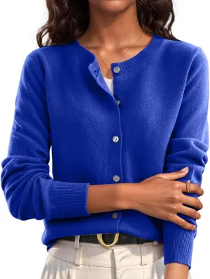 Cardigan Sweaters for Women Trendy Long Sleeve Crewneck Button Down Cashmere Sweaters Loose Lightweight Knit Sweater
