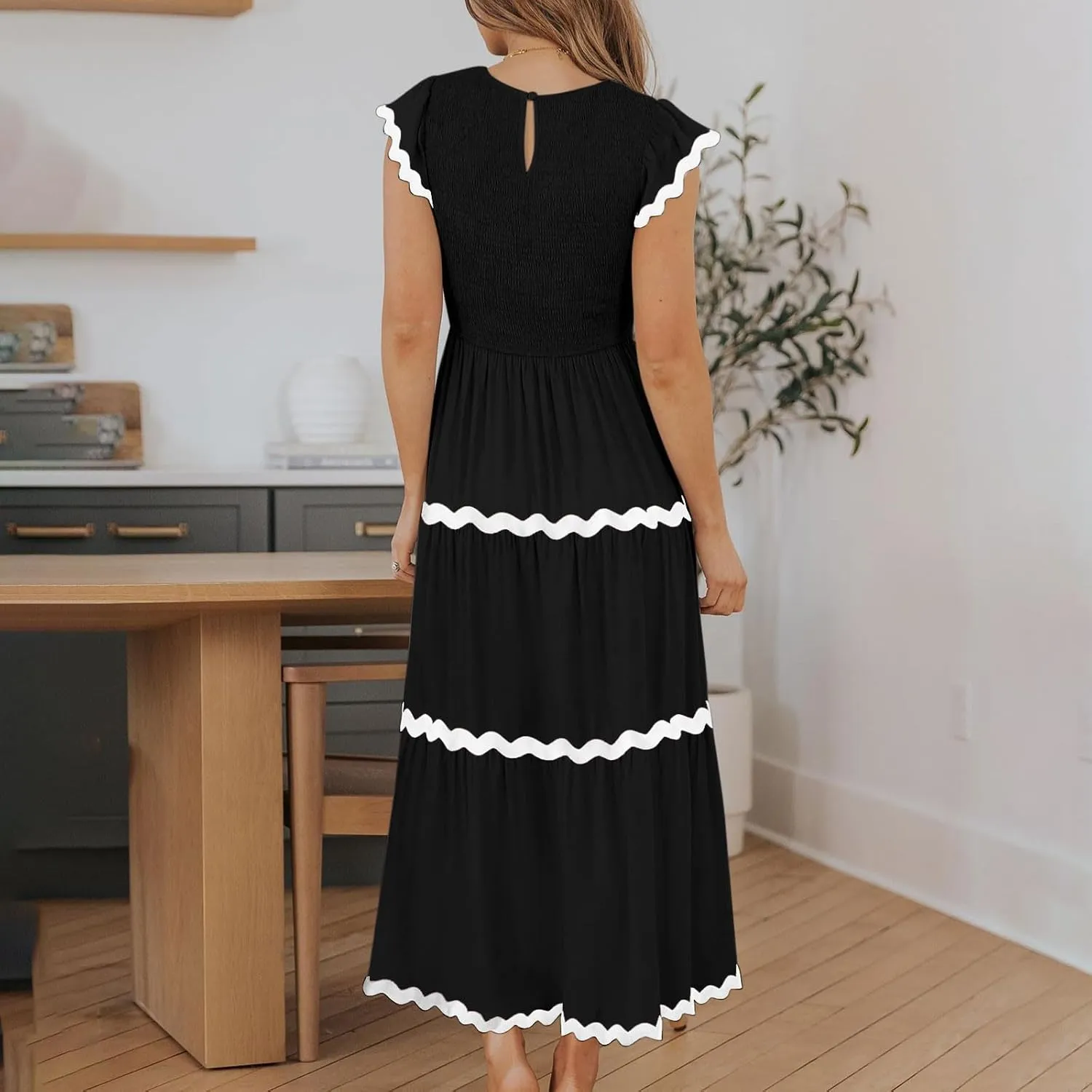 Casual Summer Dresses for Women Sleeveless midi Dress for Women Womens Swing Dress Slimming Dresses Striped Dress