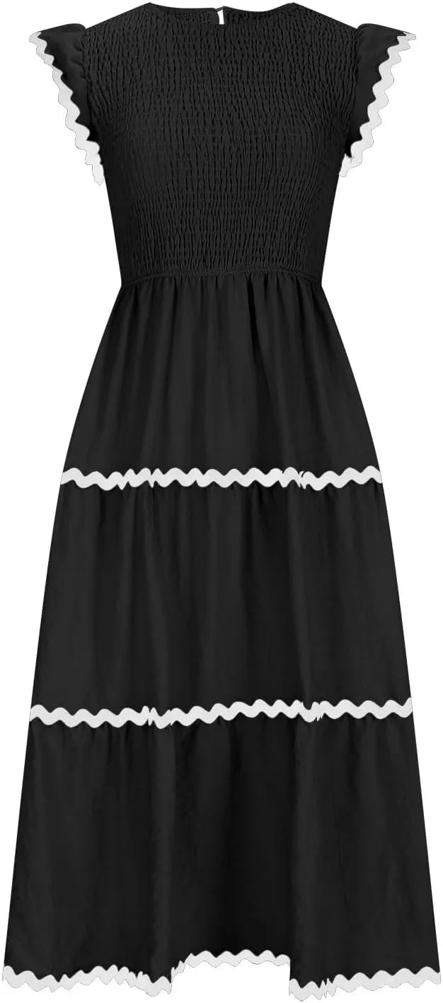 Casual Summer Dresses for Women Sleeveless midi Dress for Women Womens Swing Dress Slimming Dresses Striped Dress