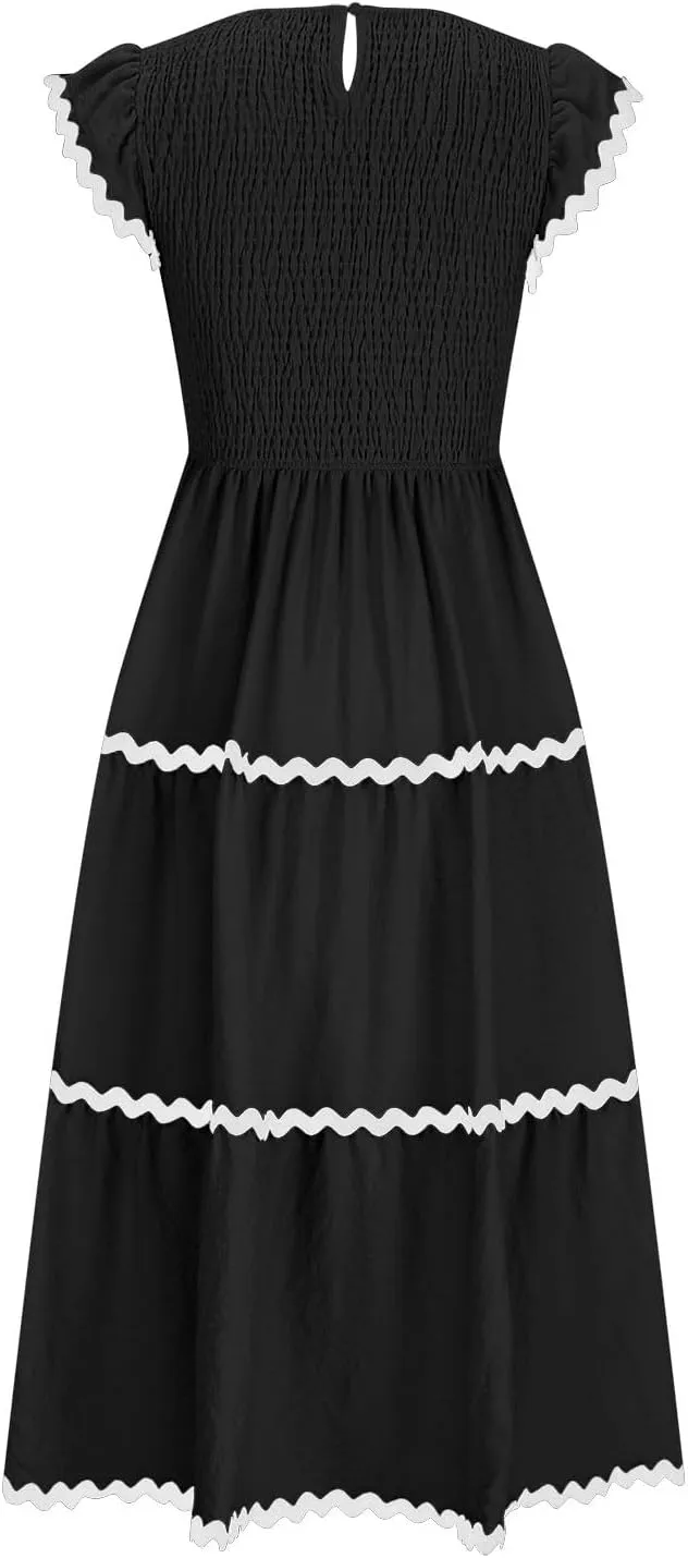 Casual Summer Dresses for Women Sleeveless midi Dress for Women Womens Swing Dress Slimming Dresses Striped Dress