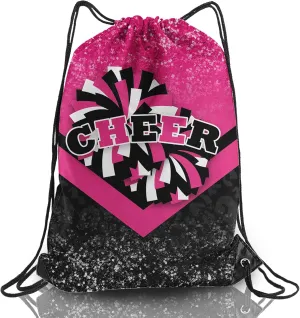Cheer Drawstring Backpack Cheerleading Drawstring Gym Bag Cheer Accessories Cheerleader Gifts for Cheerleaders 1Pcs (Rose&Black)