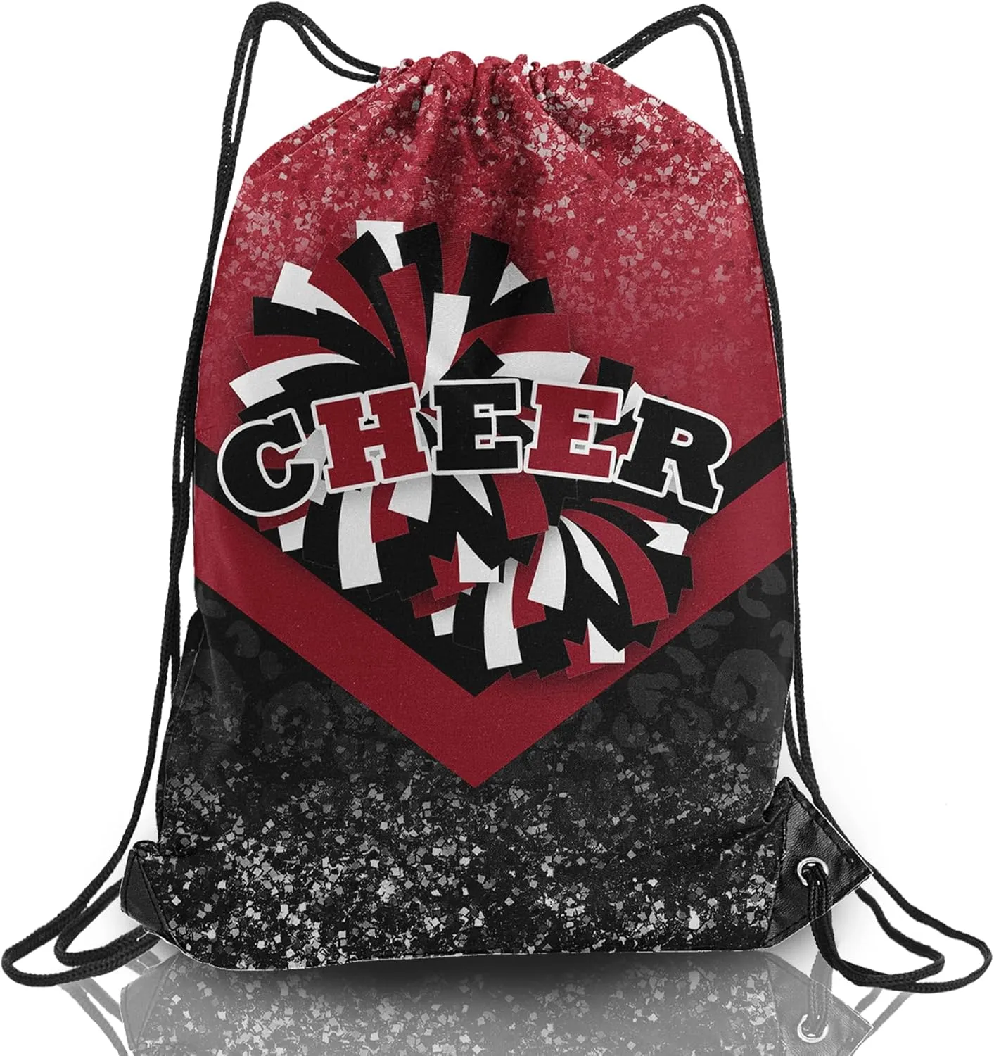 Cheer Drawstring Backpack Cheerleading Drawstring Gym Bag Cheer Accessories Cheerleader Gifts for Cheerleaders 1Pcs (Winered&Black)