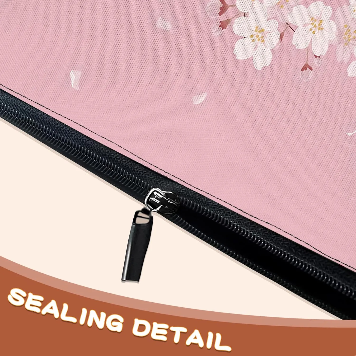 Cherry Blossom Cosmetic Bags Pink Flowers Makeup Bags Toiletry Bag Large Capacity Organizer Pouch with Zipper Travel Accessories for Women Girls
