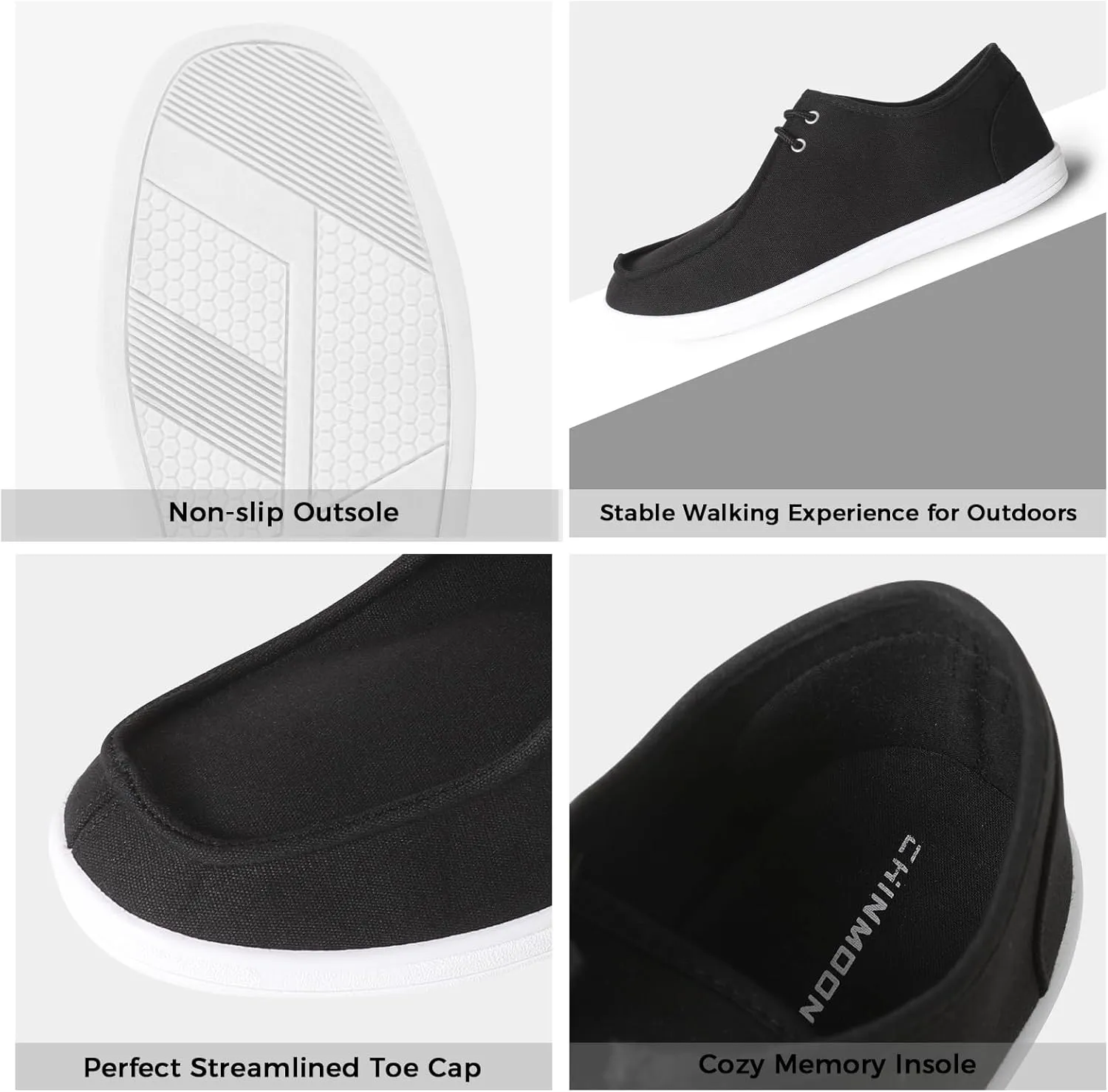 CHIN??MOON Men's Slip On Loafers Walking Driving Business Casual Shoes Lace Up Canvas Footwear