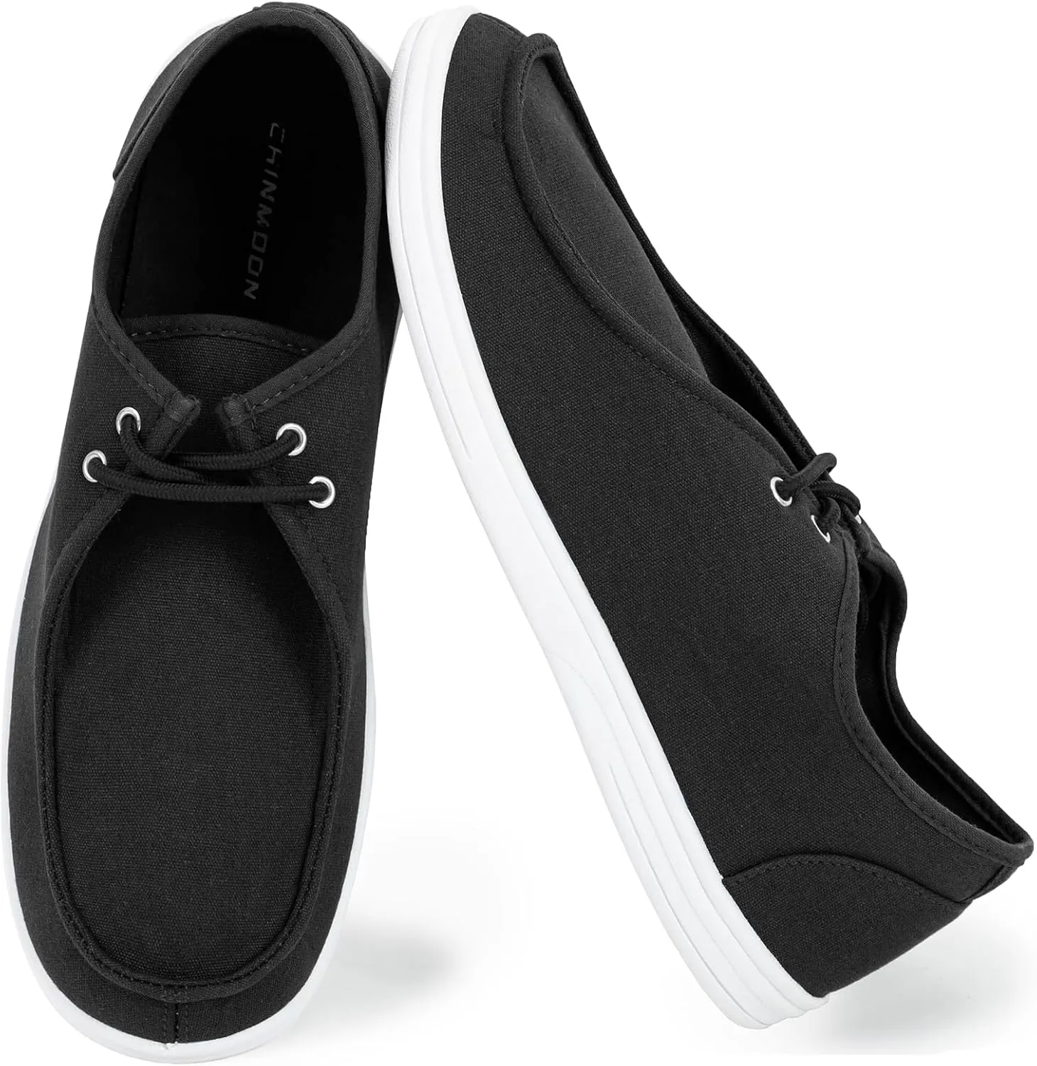 CHIN??MOON Men's Slip On Loafers Walking Driving Business Casual Shoes Lace Up Canvas Footwear