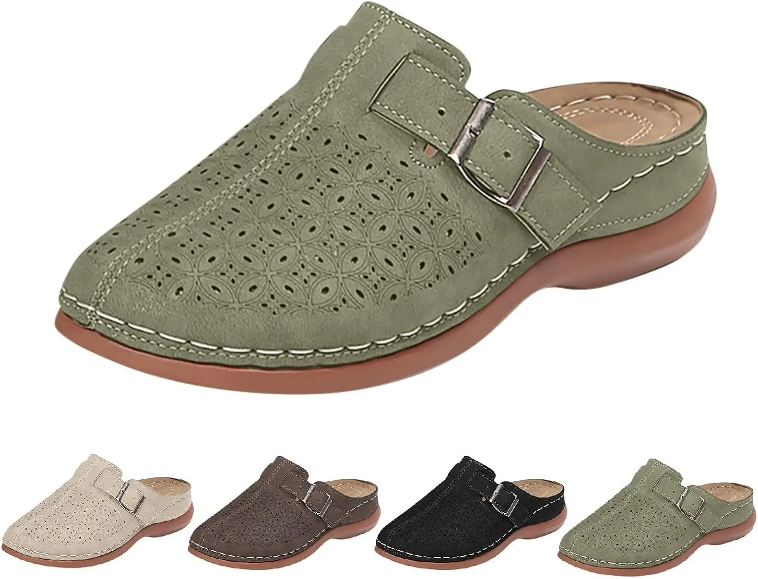 Clogs for Women Mules Shoes 2025 Summer Comfortable Dressy Closed Toe Orthopedic Arch-Support Sandals Slip On Walking Shoes