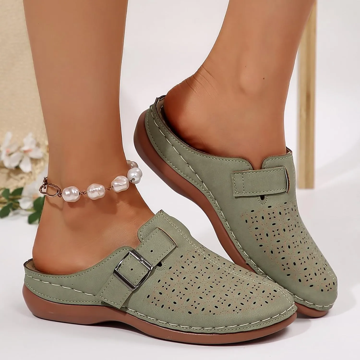 Clogs for Women Mules Shoes 2025 Summer Comfortable Dressy Closed Toe Orthopedic Arch-Support Sandals Slip On Walking Shoes