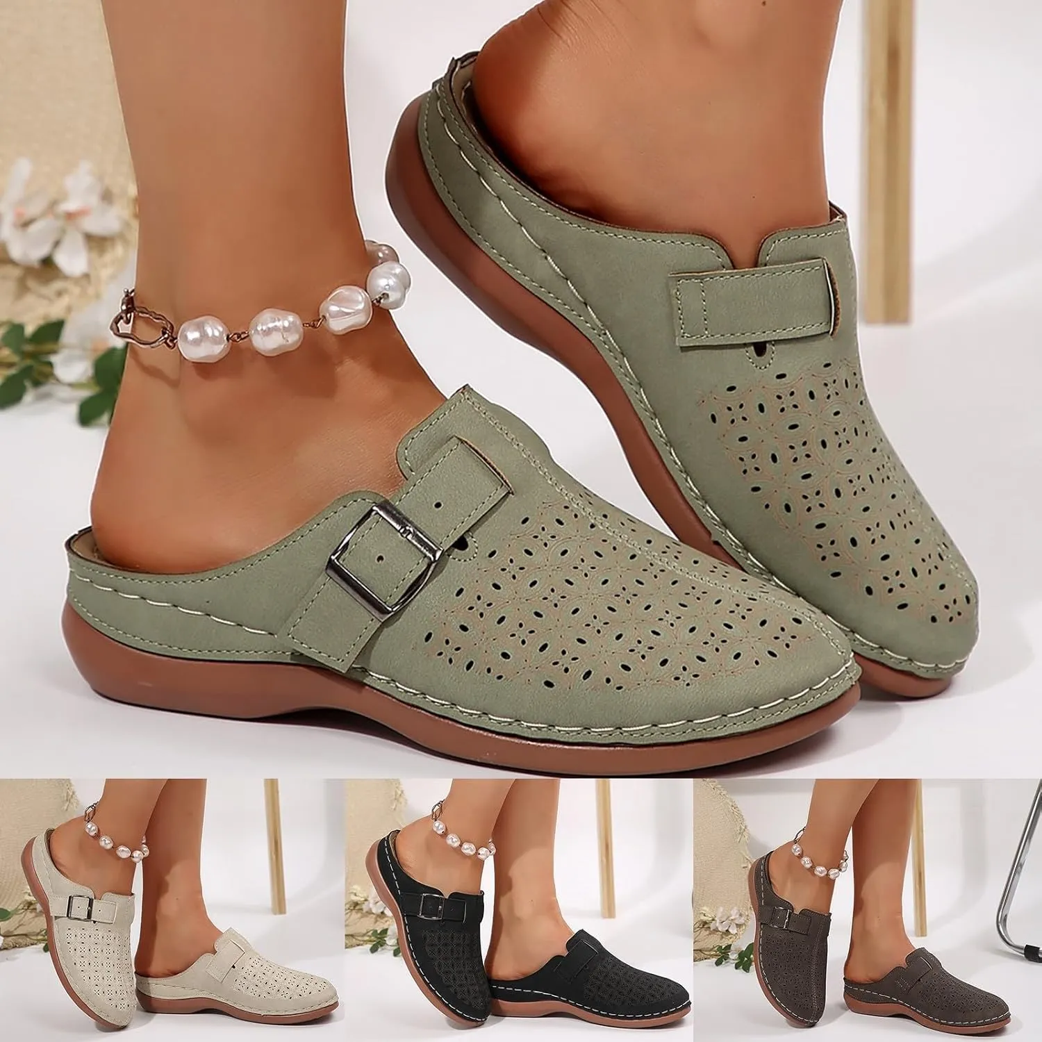 Clogs for Women Mules Shoes 2025 Summer Comfortable Dressy Closed Toe Orthopedic Arch-Support Sandals Slip On Walking Shoes