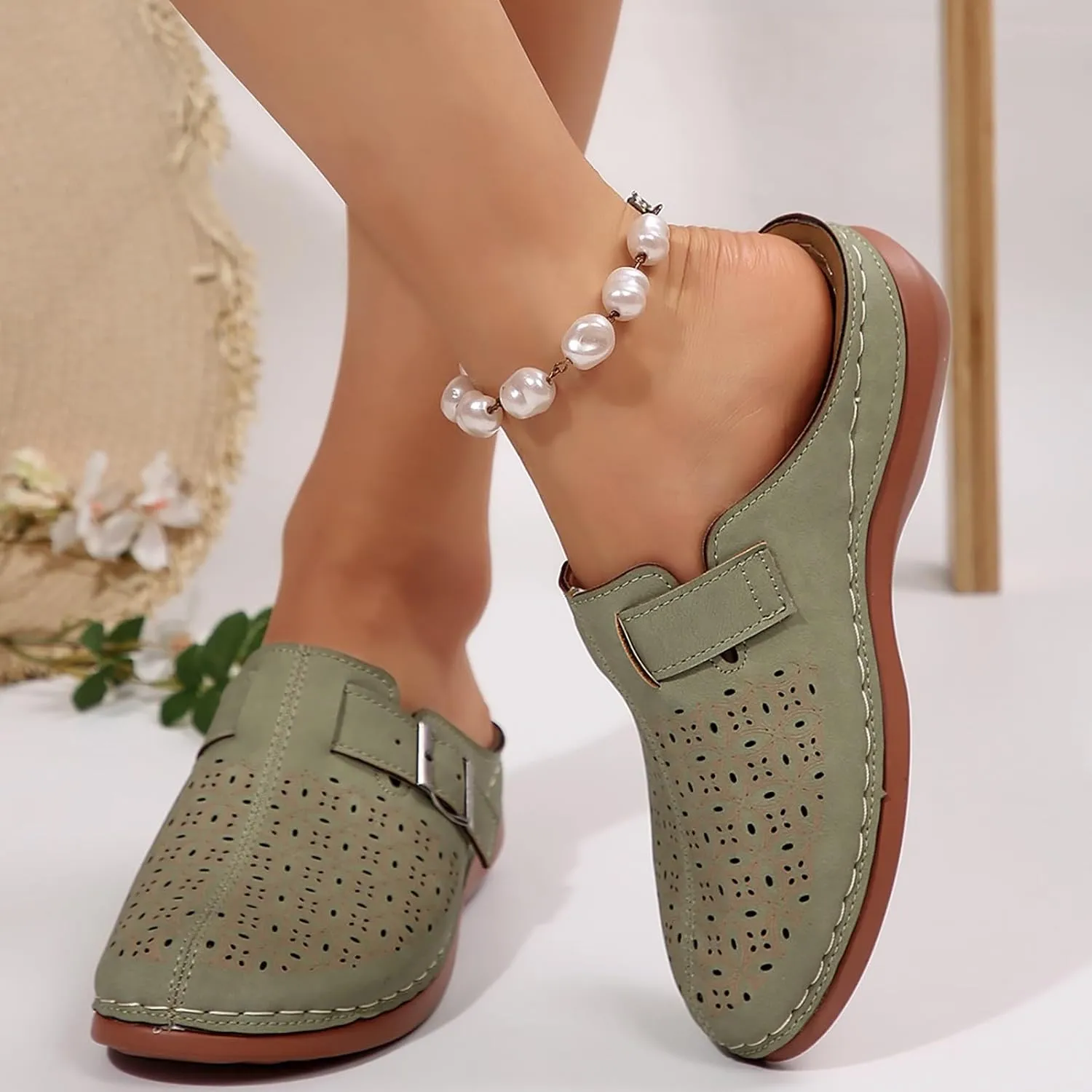 Clogs for Women Mules Shoes 2025 Summer Comfortable Dressy Closed Toe Orthopedic Arch-Support Sandals Slip On Walking Shoes