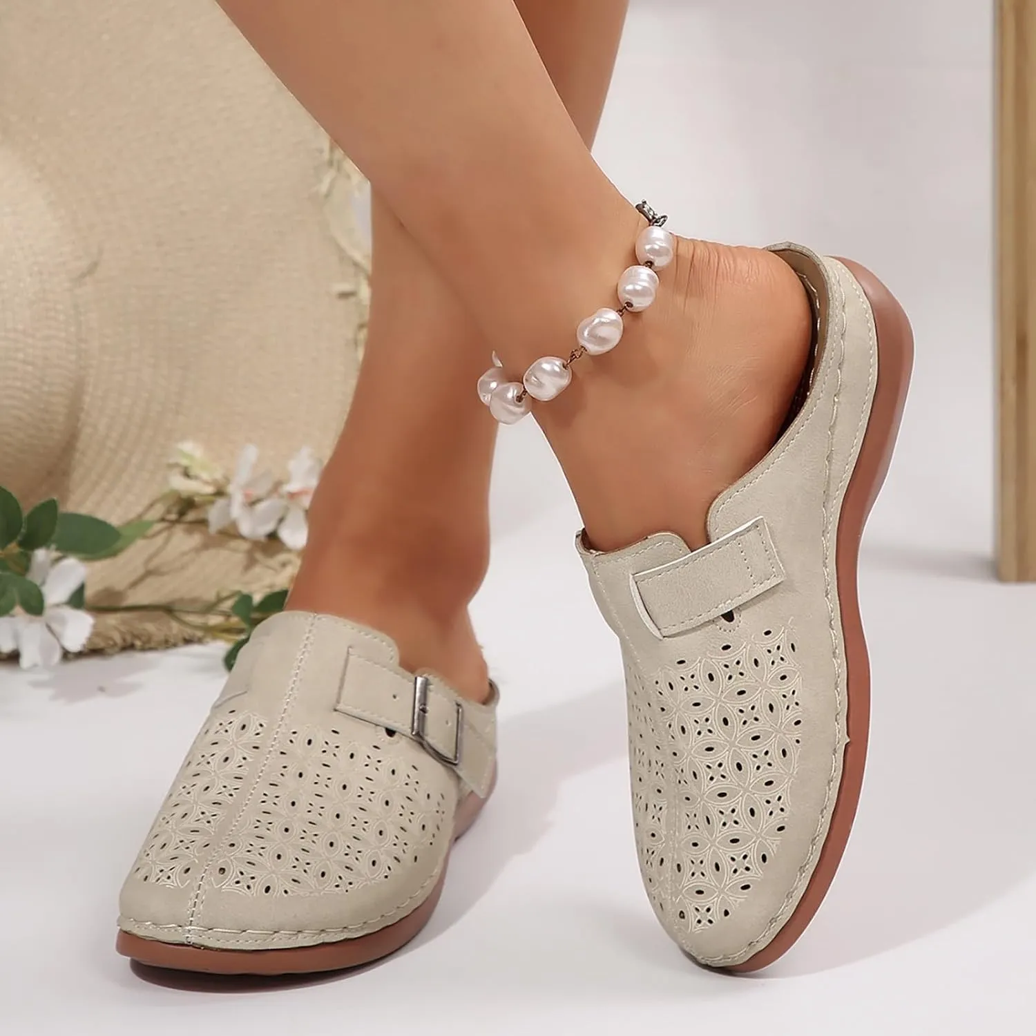 Clogs for Women Mules Shoes 2025 Summer Comfortable Dressy Closed Toe Orthopedic Arch-Support Sandals Slip On Walking Shoes