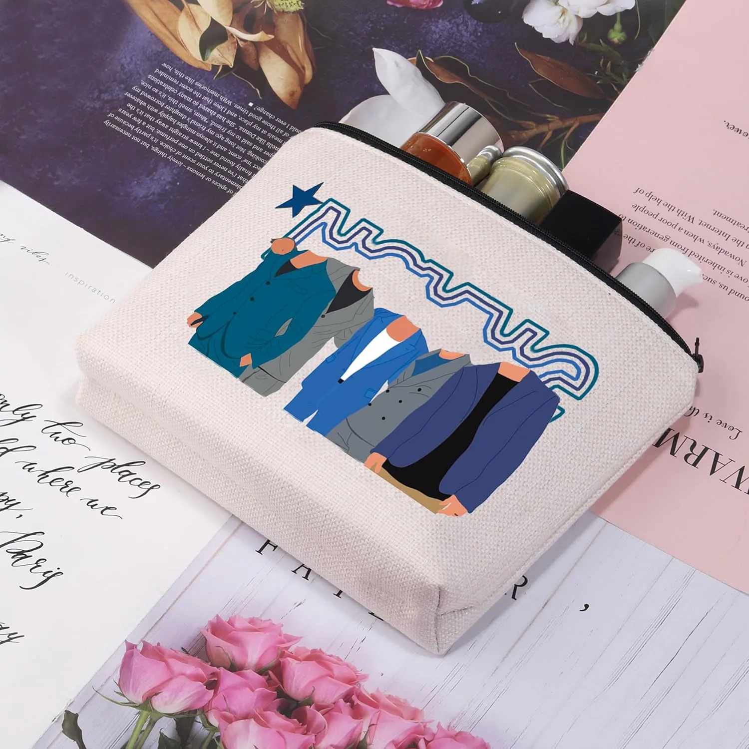 CMNIM Boy Band Music Group Inspired Gift 1995 American Member Travel Makeup Bag Singers Album Merch for Fans Music Gift