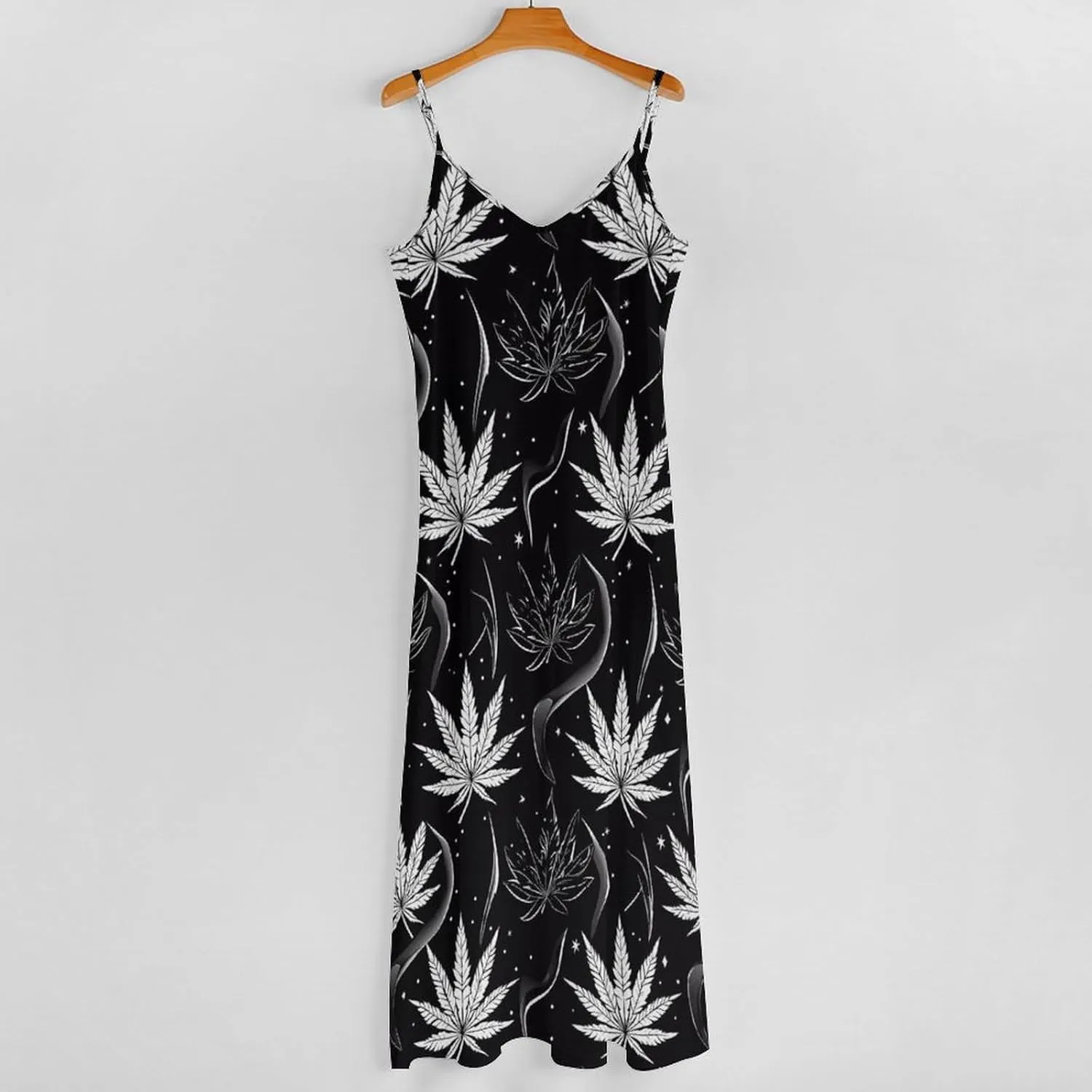 Colorful Marijuana Weed Leaf Suspender Dresses Women Ankle Length Summer Dress Sexy Maxi Skirts Sleeveless Casual