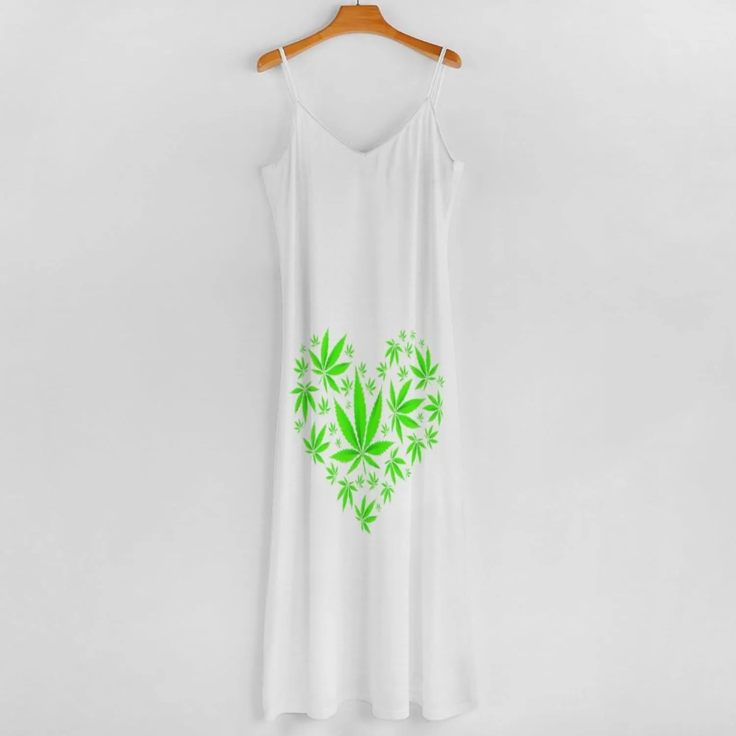 Colorful Marijuana Weed Leaf Suspender Dresses Women Ankle Length Summer Dress Sexy Maxi Skirts Sleeveless Casual
