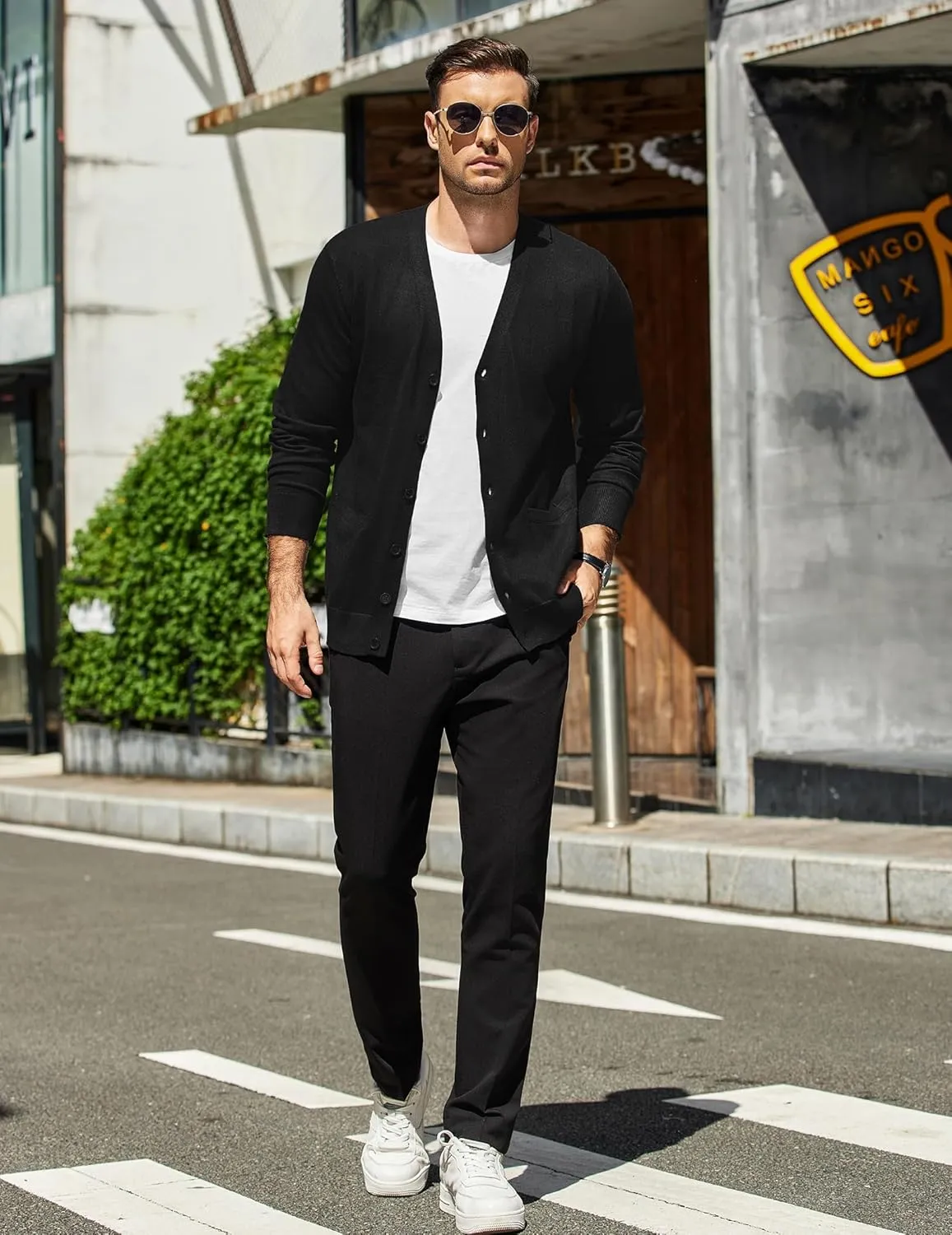 COOFANDY Mens Cardigan Sweaters Long Sleeve V Neck Cardigans Lightweight Knitted Button Down Sweaters with Pockets