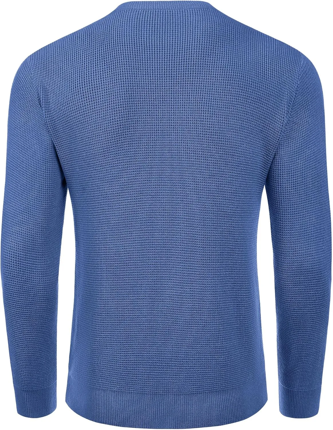 COOFANDY Men's Crewneck Sweater Waffle Textured Pullover Sweaters Soft Midweight Knitted Sweaters