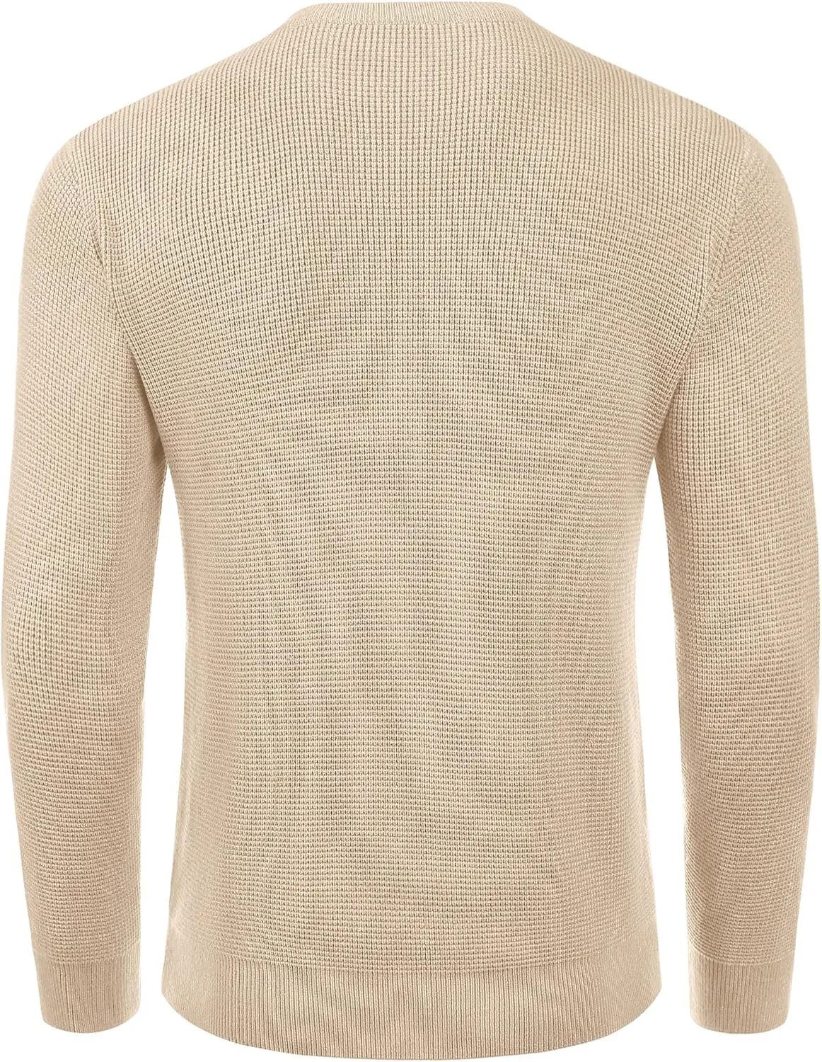 COOFANDY Men's Crewneck Sweater Waffle Textured Pullover Sweaters Soft Midweight Knitted Sweaters
