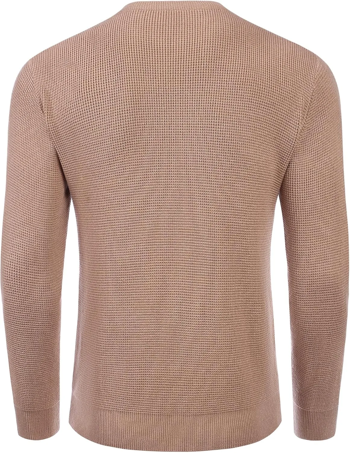 COOFANDY Men's Crewneck Sweater Waffle Textured Pullover Sweaters Soft Midweight Knitted Sweaters