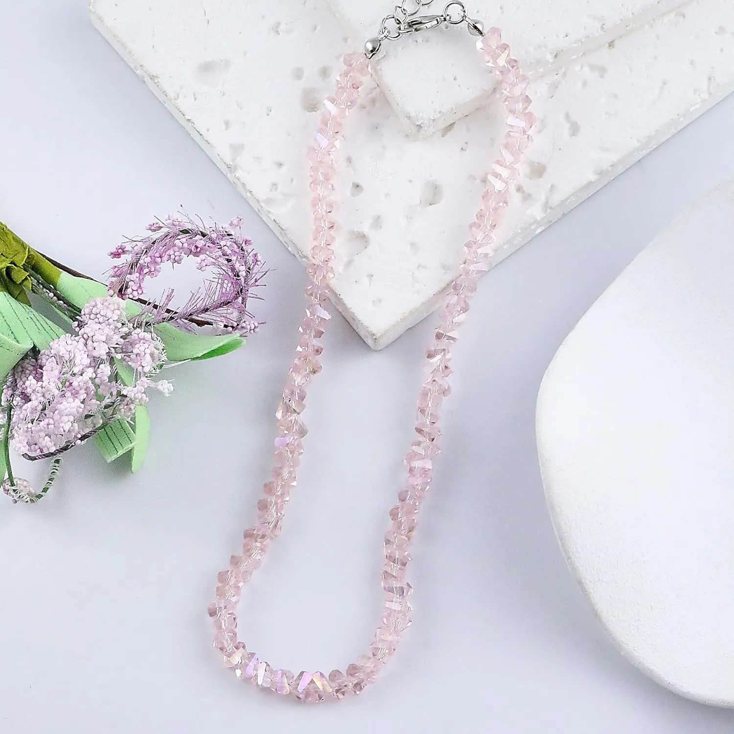 Crystal Beaded Necklaces for Women, Colorful Crystal Beaded Choker Necklaces Bohemian Beach Surfer Crystal Beaded Necklaces Summer Jewelry for Women