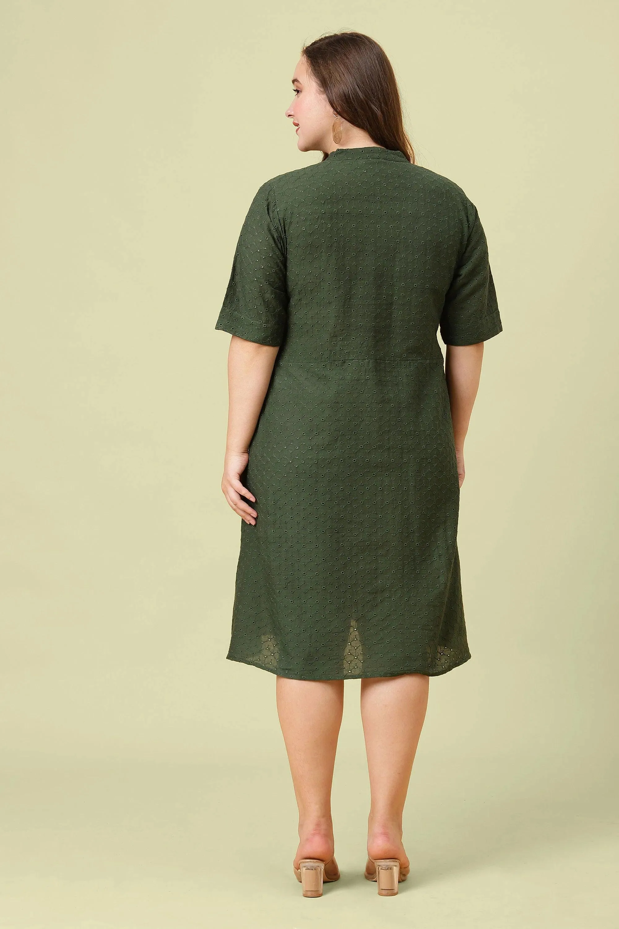 Curvy Lane Women Plus Size Cotton Schfilli Front Full Placket Dress