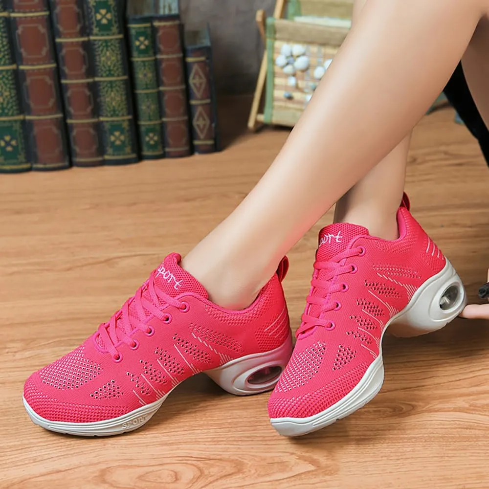 Cushion Lady Girls Modern Breathable Air Cushion Split Sole Athletic Walking Dance Shoes Lightweight Practice Professional Performance Dance Shoes