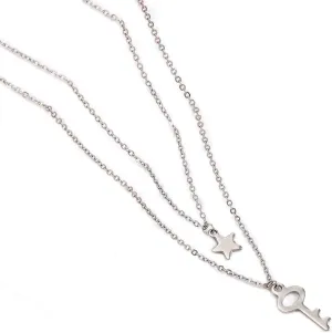 Cute Necklaces for Women, Stainless Steel Necklaces for Women Silver Star Key Pendant Double Layer Necklace Pendant Necklaces