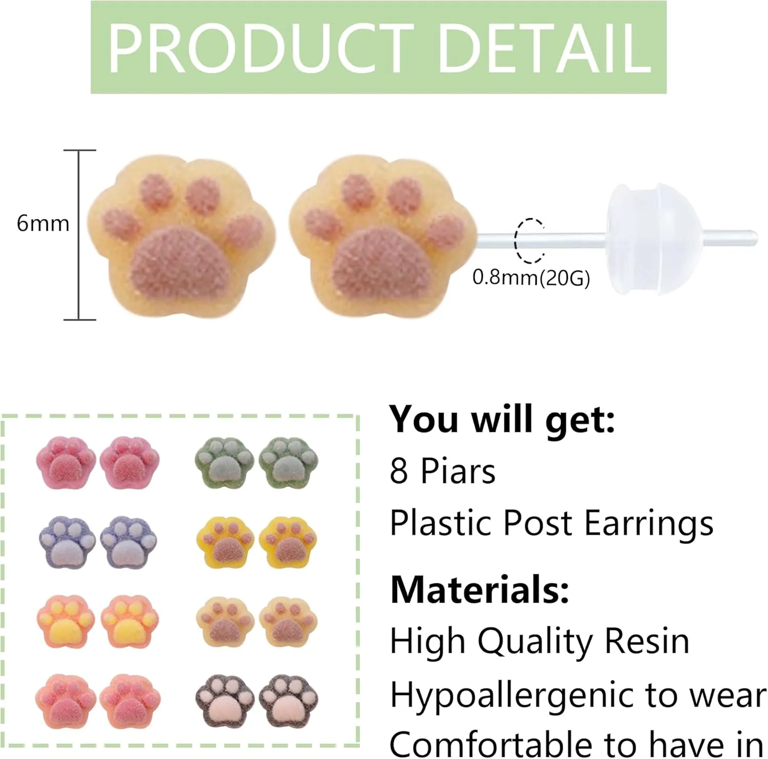 Cute Plastic Earrings for Sensitive Ears Hypoallergenic Stud for Women