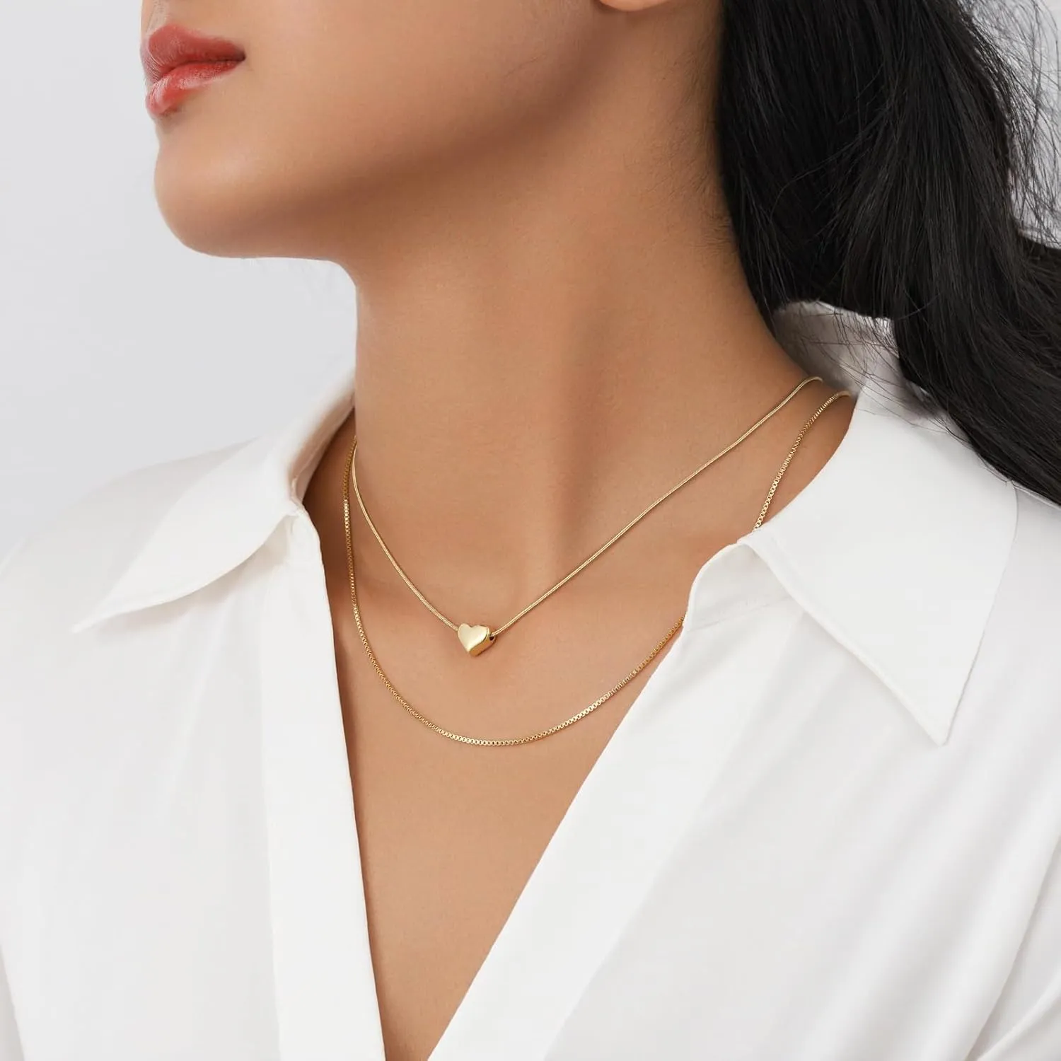 Dainty Charm Initial Necklaces Adjustable 14k Real Gold Plated Choker Necklaces