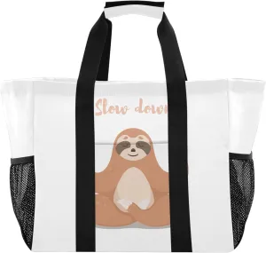 Daisy Floral Blue Reusable Grocery Bags, Foldable Canvas Tote Bag Waterproof Travel Beach Bag for Shopping Work Gym