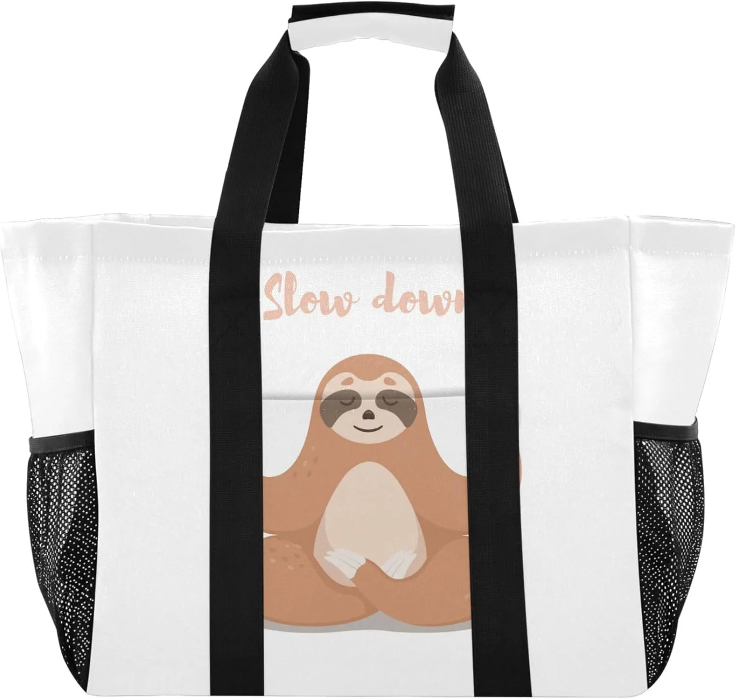 Daisy Floral Blue Reusable Grocery Bags, Foldable Canvas Tote Bag Waterproof Travel Beach Bag for Shopping Work Gym
