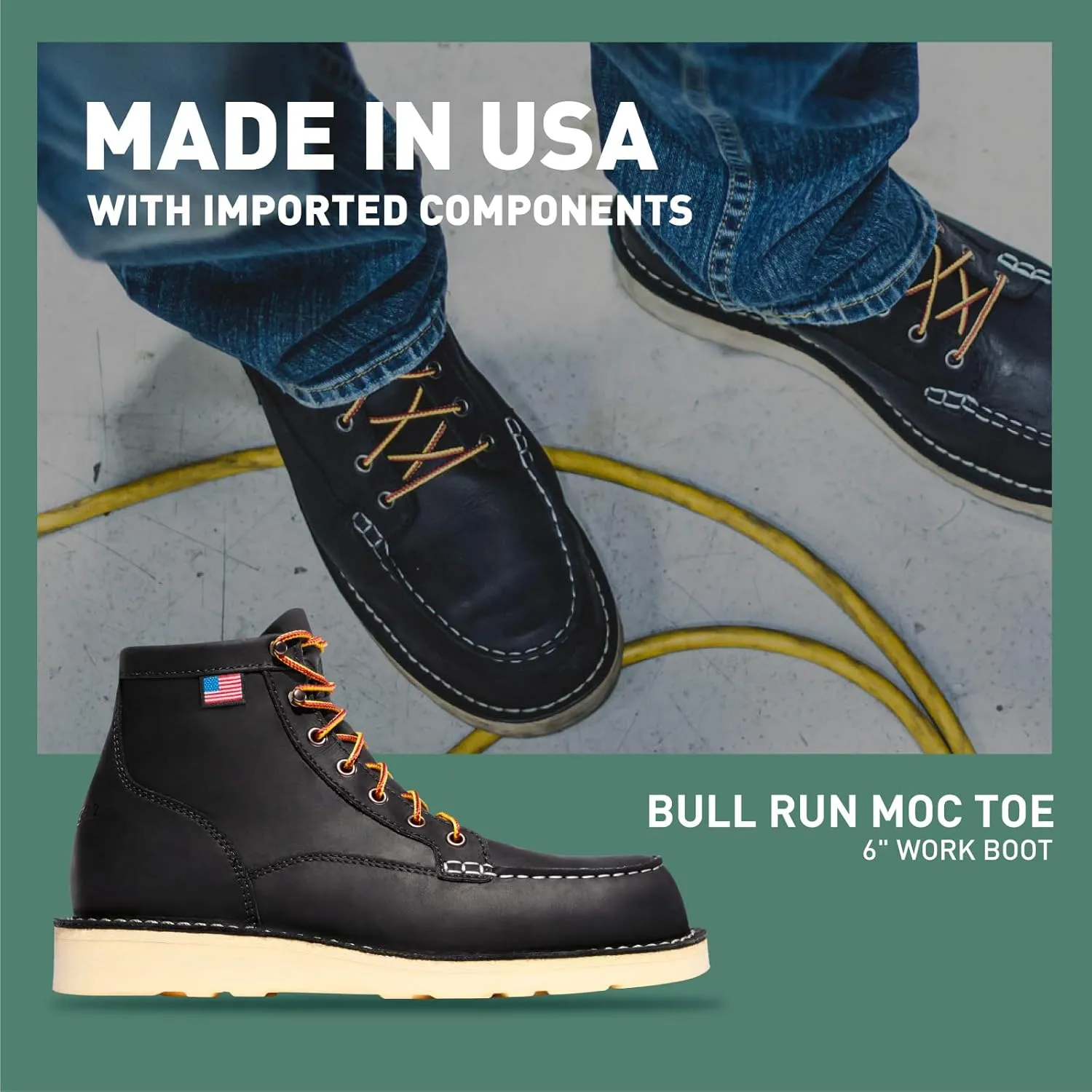 Danner 6 Bull Run Moc Toe Work Boots for Men - Oiled Full-Grain Leather Upper with Non Slip Wedge Outsole and 3-Density Cushion Footbed, EH Resistant