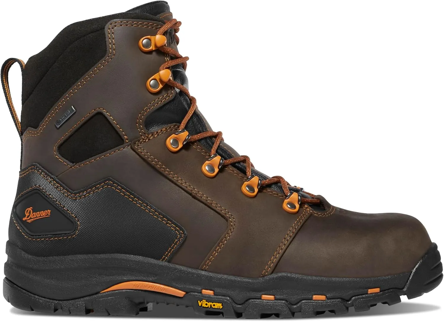 Danner Vicious 6 Composite Toe Work Boots for Men - Waterproof Leather with Breathable Gore-Tex Lining, Speed Lace System & Non Slip Heeled Outsole