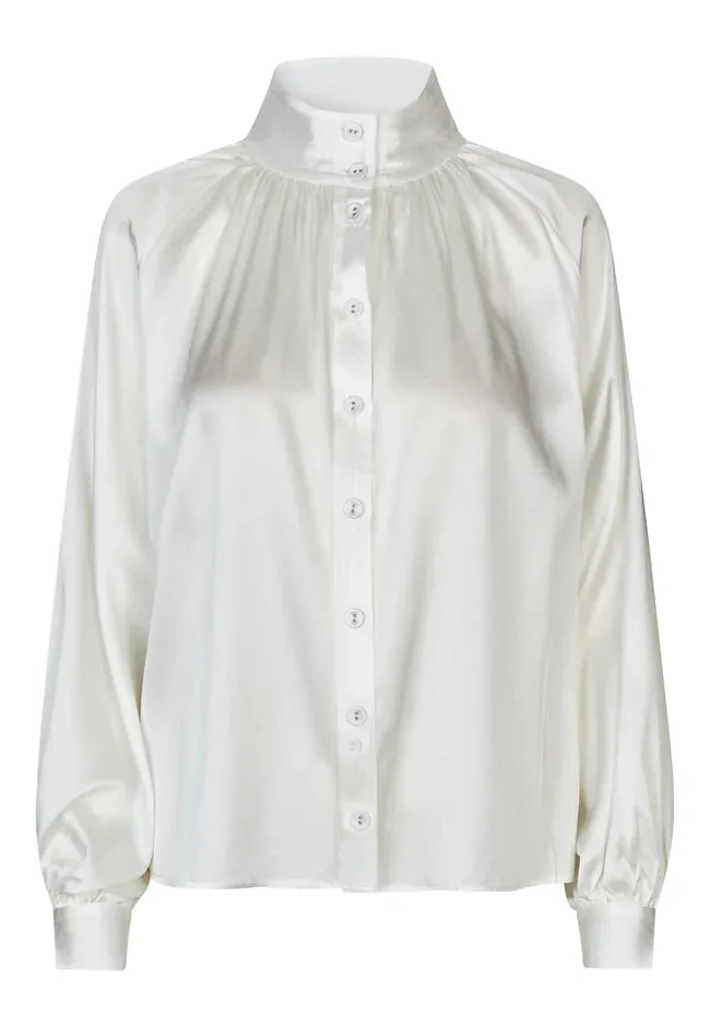 Dea Kudibal Nita White Blouse With Stand Collar