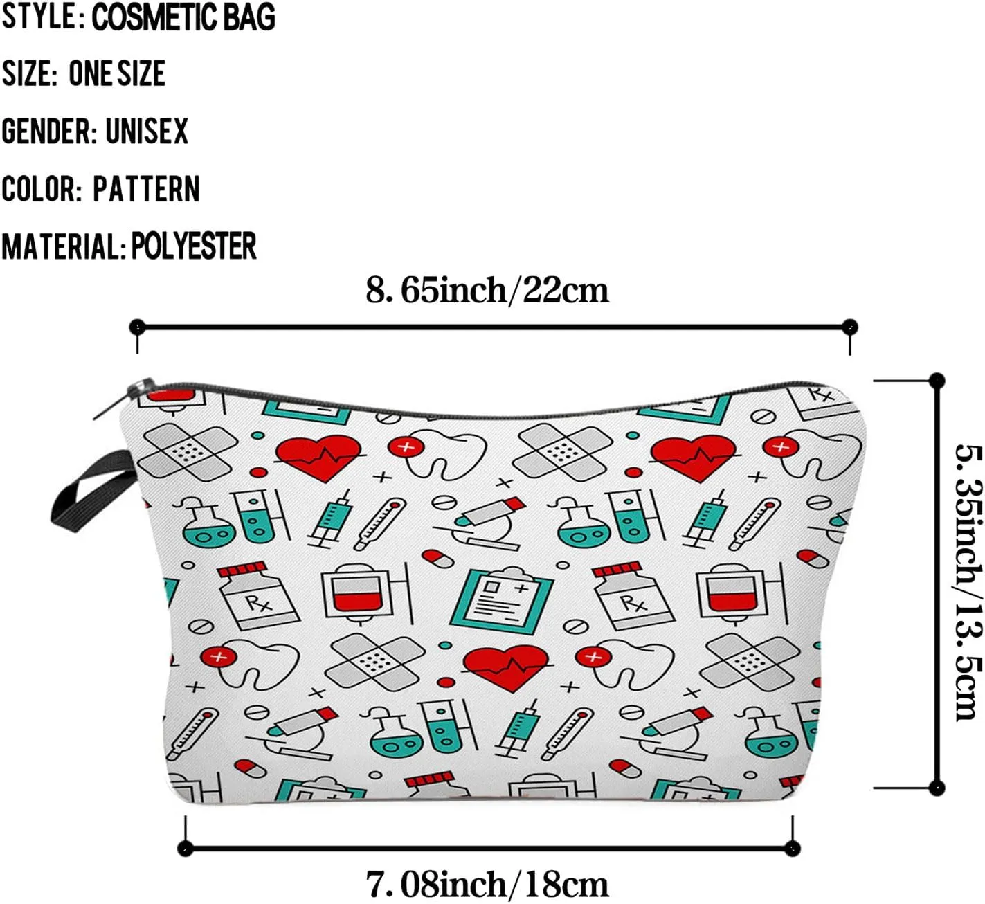 Dental Medical Assistant Cosmetic Bag Cute Small Makeup Bag Travel Toiletry Organizer Zipper Pouch Nurse Graduation Presents for Dentists Women Dental Nurse Practitioners