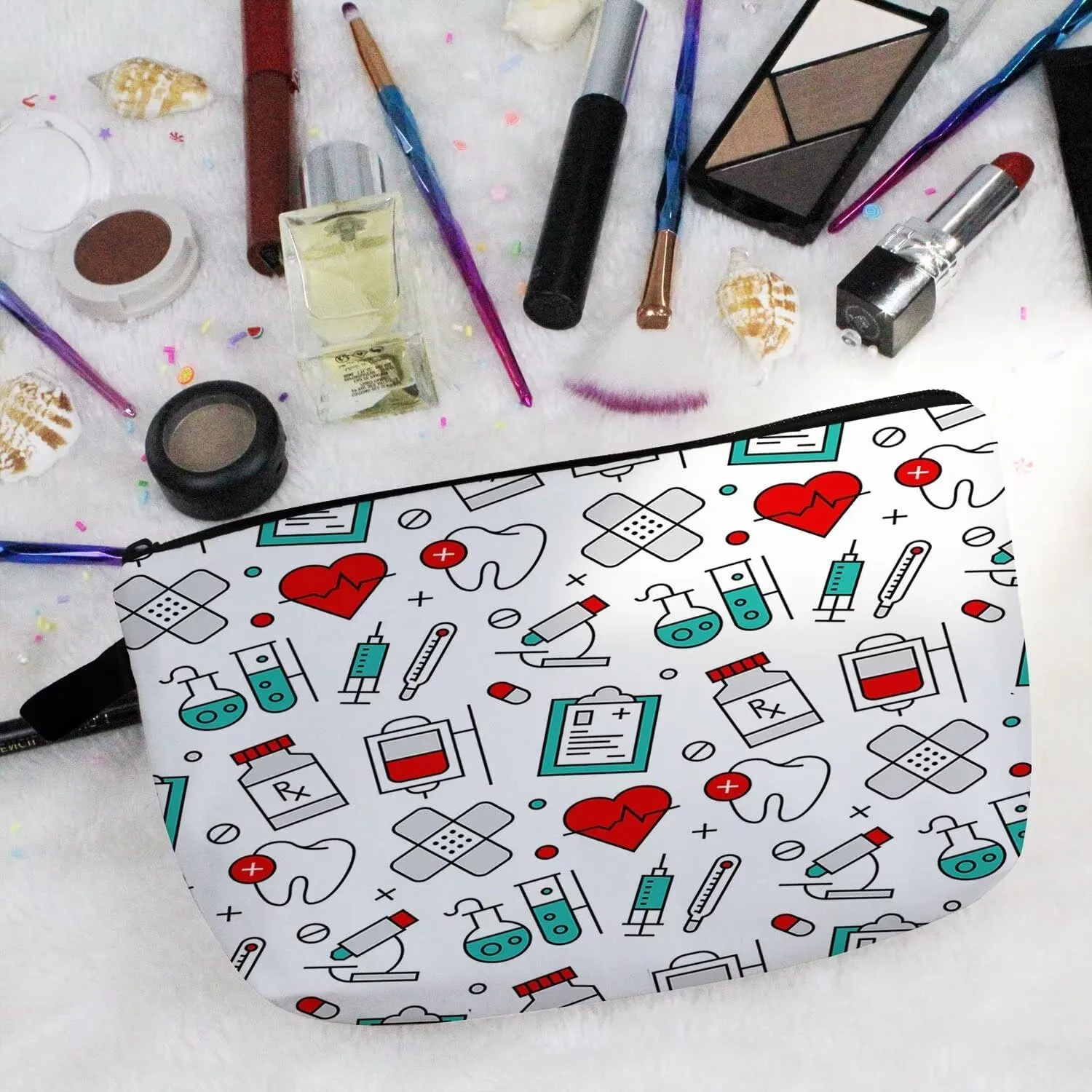 Dental Medical Assistant Cosmetic Bag Cute Small Makeup Bag Travel Toiletry Organizer Zipper Pouch Nurse Graduation Presents for Dentists Women Dental Nurse Practitioners