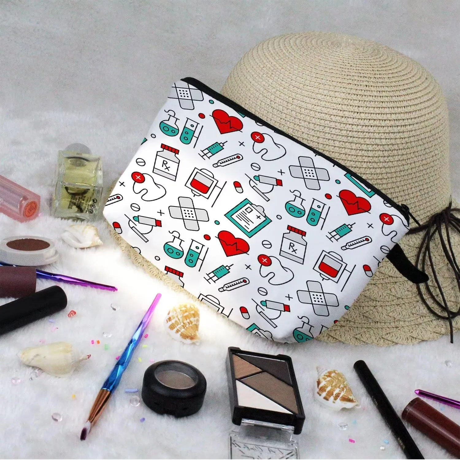 Dental Medical Assistant Cosmetic Bag Cute Small Makeup Bag Travel Toiletry Organizer Zipper Pouch Nurse Graduation Presents for Dentists Women Dental Nurse Practitioners