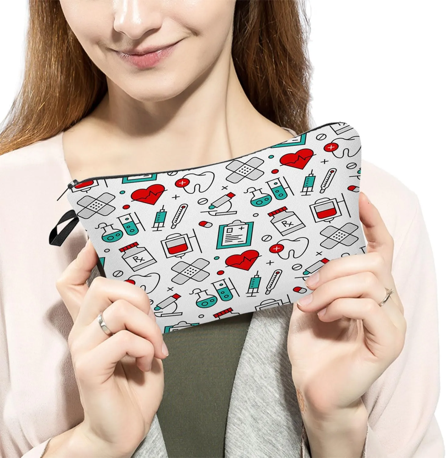 Dental Medical Assistant Cosmetic Bag Cute Small Makeup Bag Travel Toiletry Organizer Zipper Pouch Nurse Graduation Presents for Dentists Women Dental Nurse Practitioners