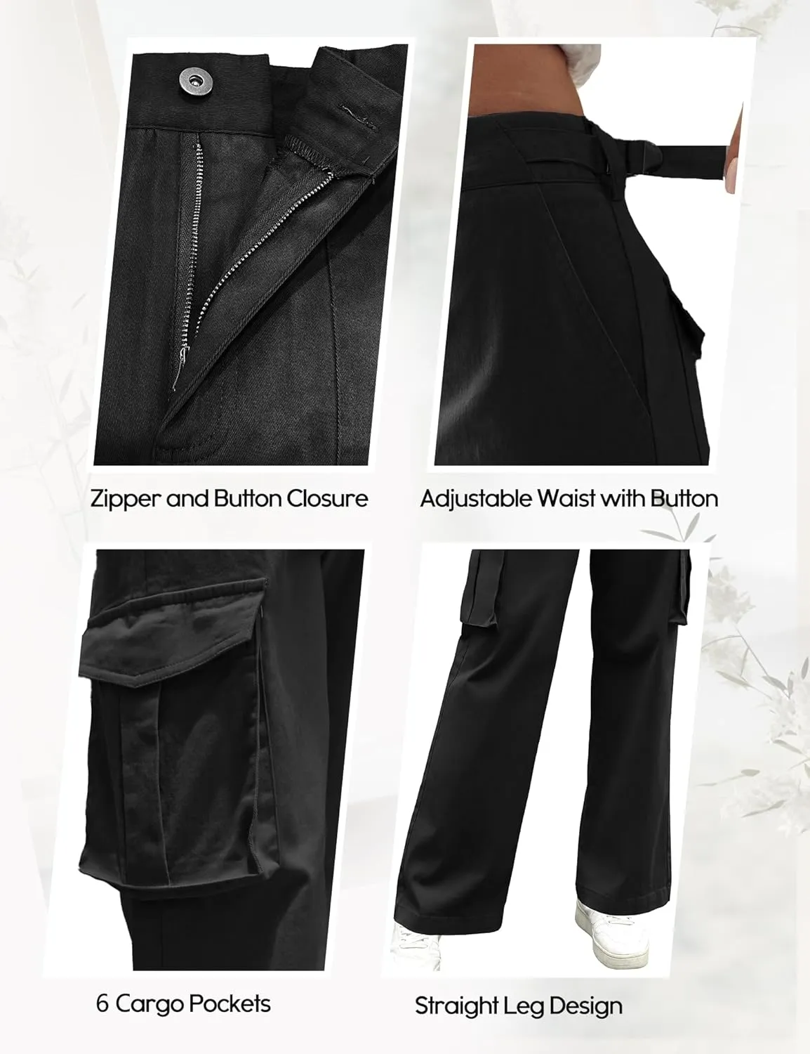 DIBAOLONG Cargo Pants Women High Waist Casual Pants Wide Leg Y2K Pants Baggy Streetwear Military Trousers 6 Pockets