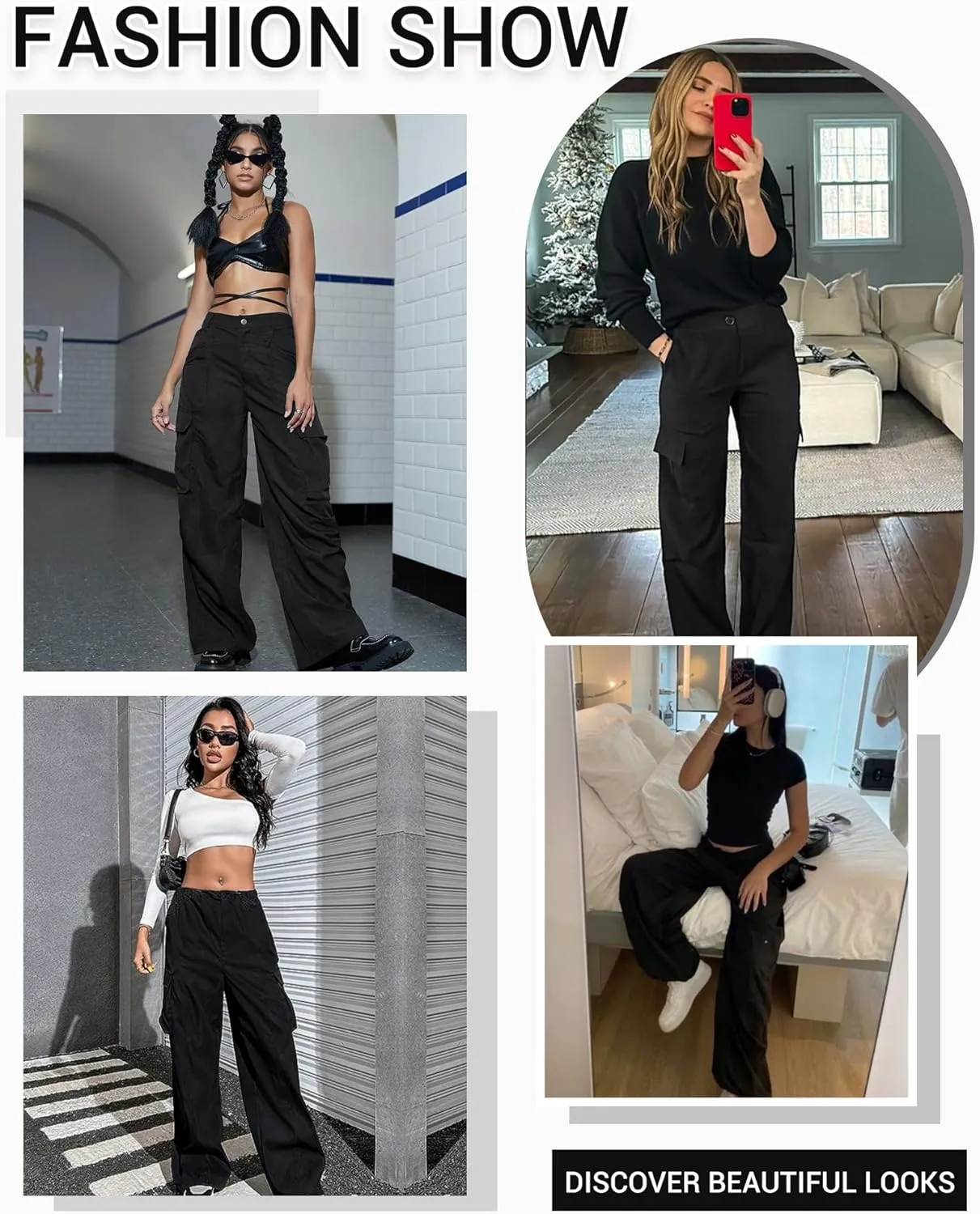 DIBAOLONG Cargo Pants Women High Waist Casual Pants Wide Leg Y2K Pants Baggy Streetwear Military Trousers 6 Pockets