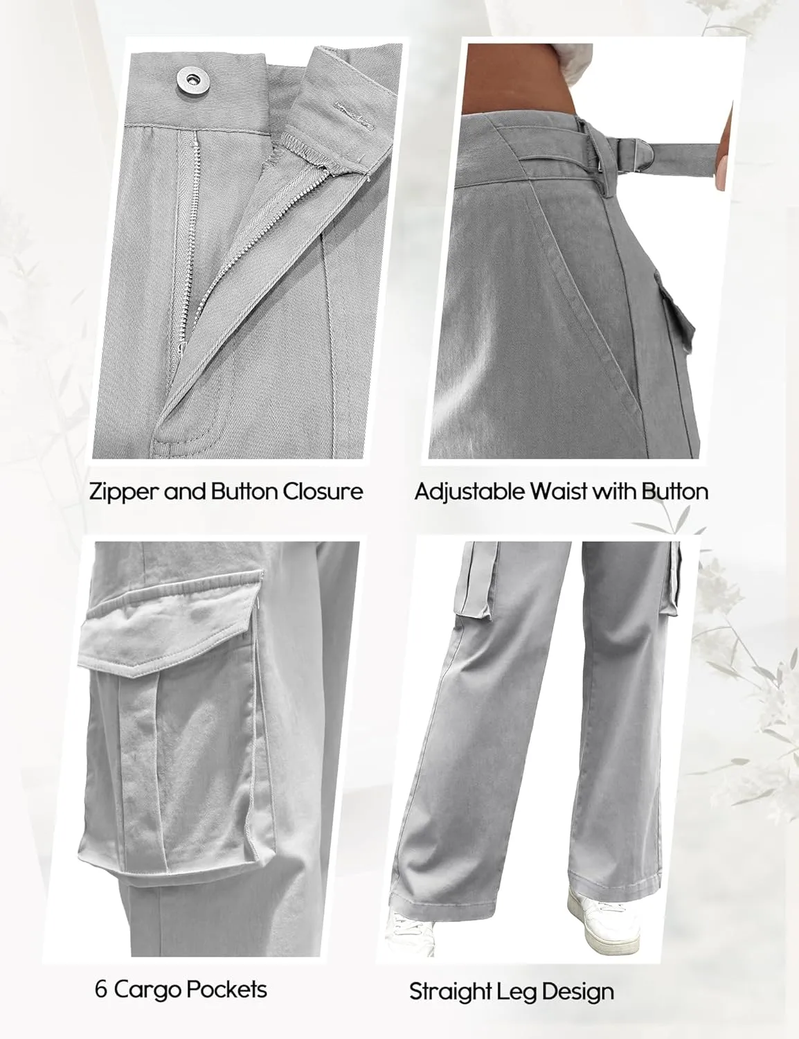 DIBAOLONG Cargo Pants Women High Waist Casual Pants Wide Leg Y2K Pants Baggy Streetwear Military Trousers 6 Pockets