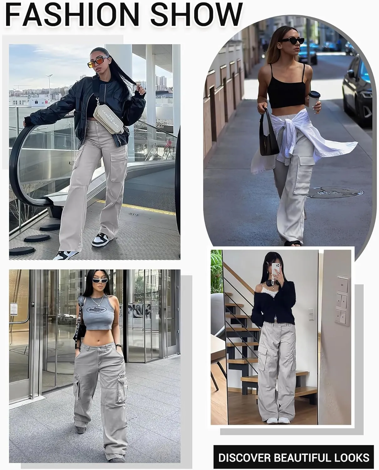 DIBAOLONG Cargo Pants Women High Waist Casual Pants Wide Leg Y2K Pants Baggy Streetwear Military Trousers 6 Pockets