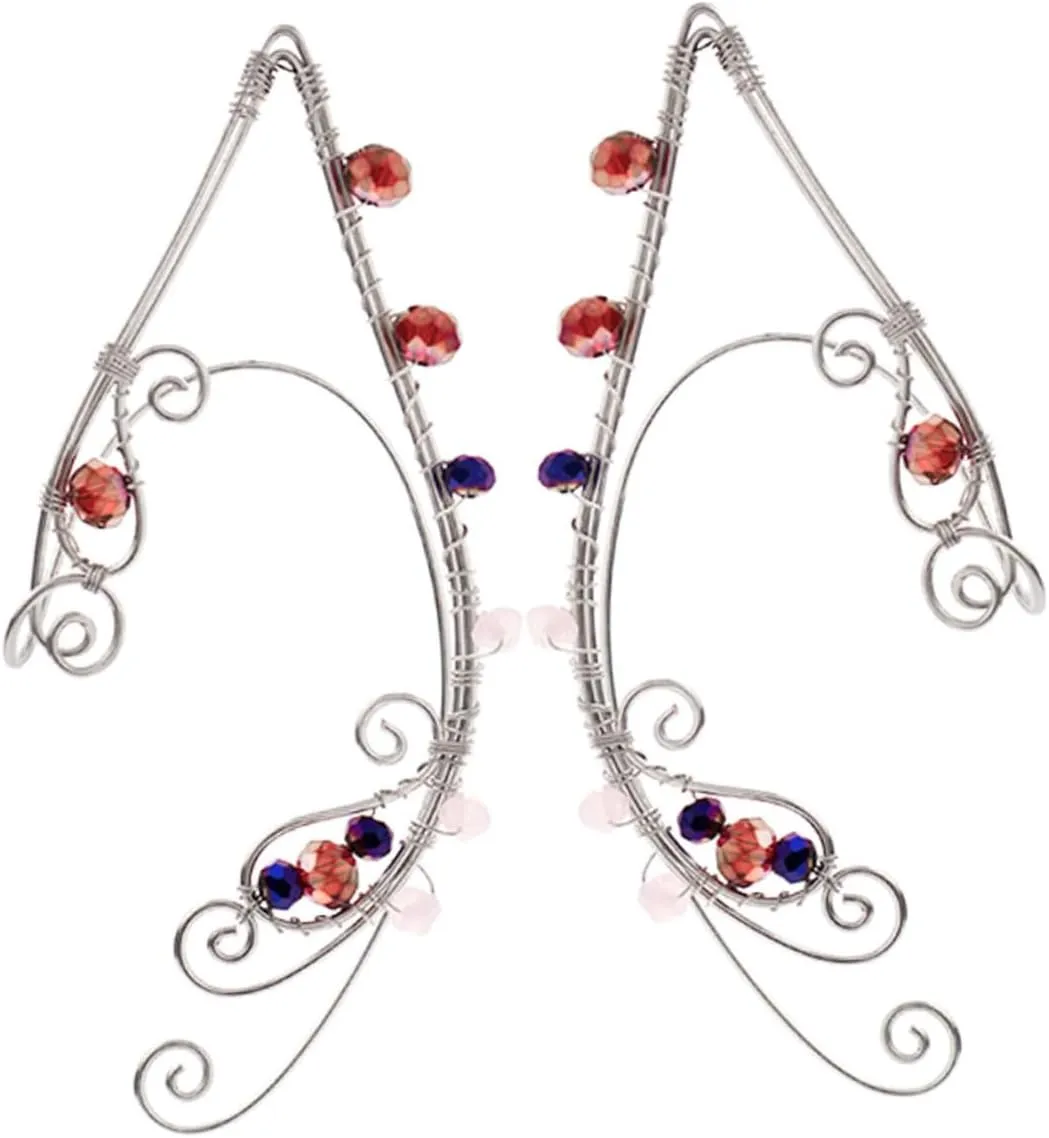 Didiseaon 1 Pair Women's Fairy Ear Cuffs Comfortable Non Piercing Earrings Cosplay Jewelry Imitation Crystal Earrings Lightweight Fashion Accessory No Piercing Needed